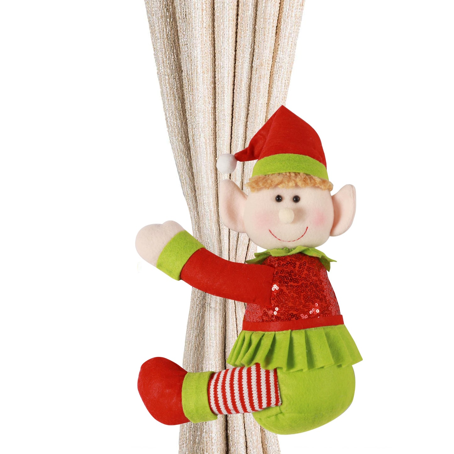 Elf Tree Topper Christmas Decorations,Unique Funny Xmas Plush Stuffed Elf Hugger Decor for Christmas Tree Wine Bottle Curtain Ornaments,Red Green
