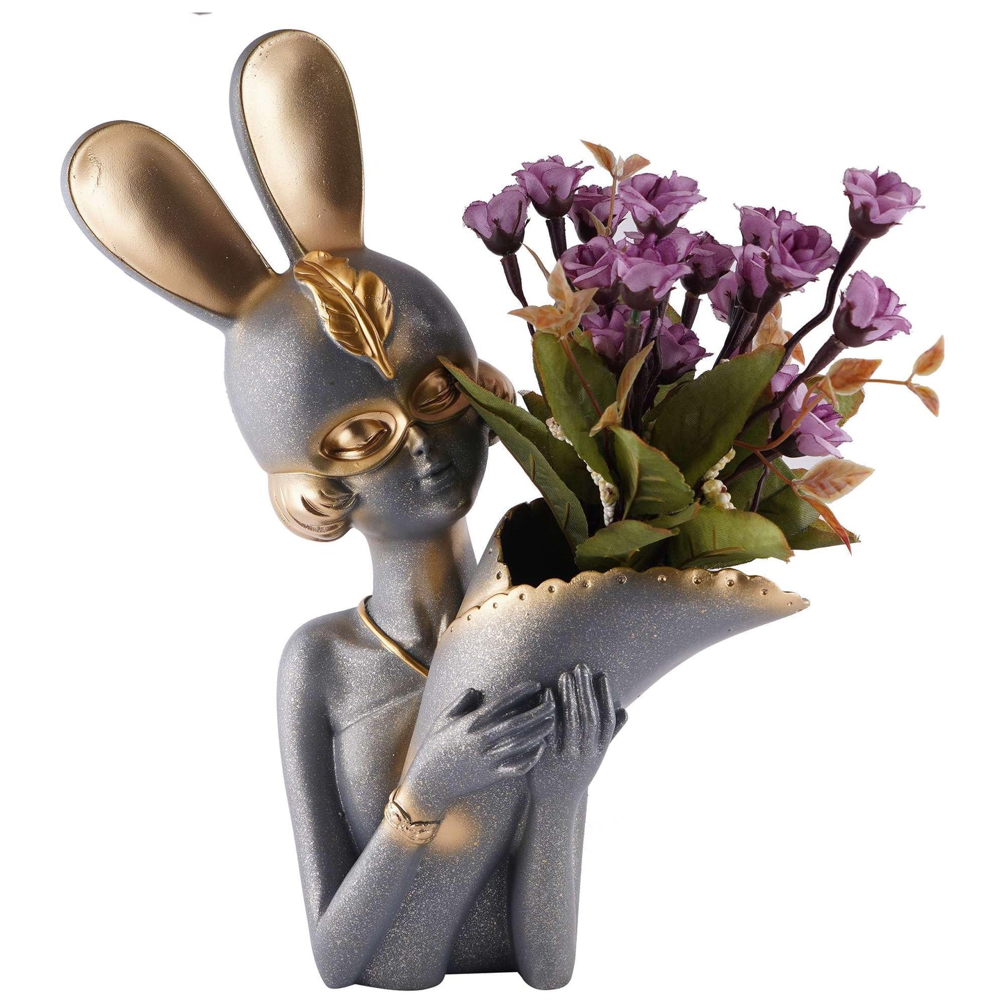 PATURU CRAFTO Decorative Flower Vases showpiece for Living Room, Bedroom, Kitchen, Dining Room, Office Decoration Home Decor 14 Inch (Grey)