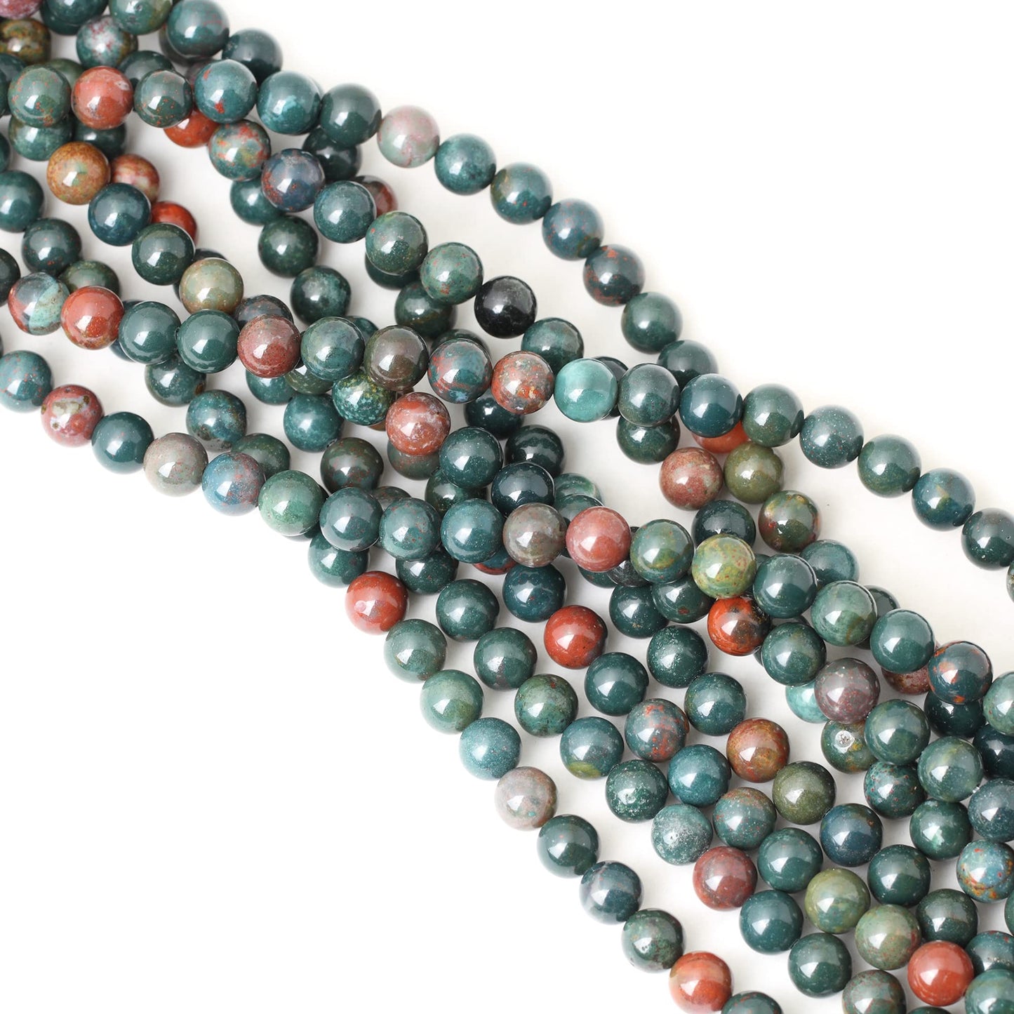 CHEAVIAN 45PCS 8mm Natural Indian Bloodstone Round Loose Beads for Jewelry Making DIY Bracelet Necklace Materials 1 Strand 15"