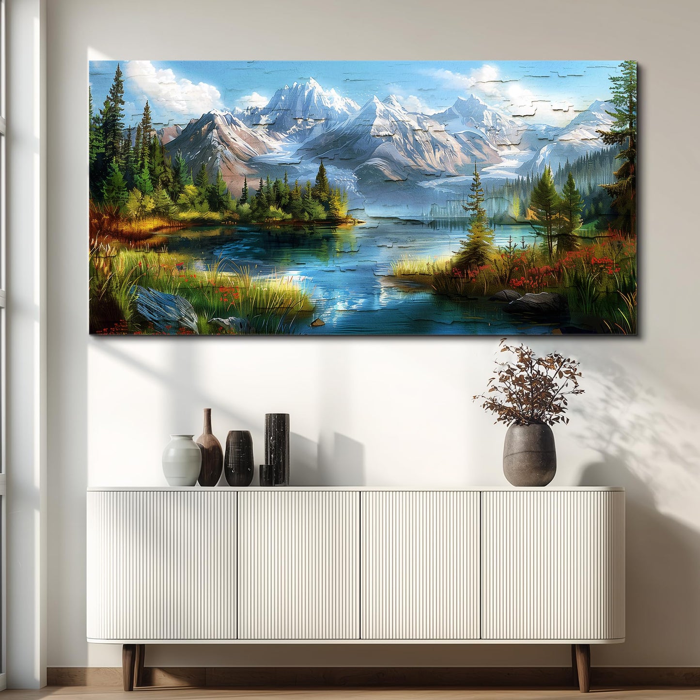 FUHAIHUA Canvas Wall Art For Living Room Wall Decor For Bedroom Modern Office Wall Decoration Mountains Rivers Landscape Painting Farmhouse Pictures Artwork Room Aesthetic Home Decor 20x40 In