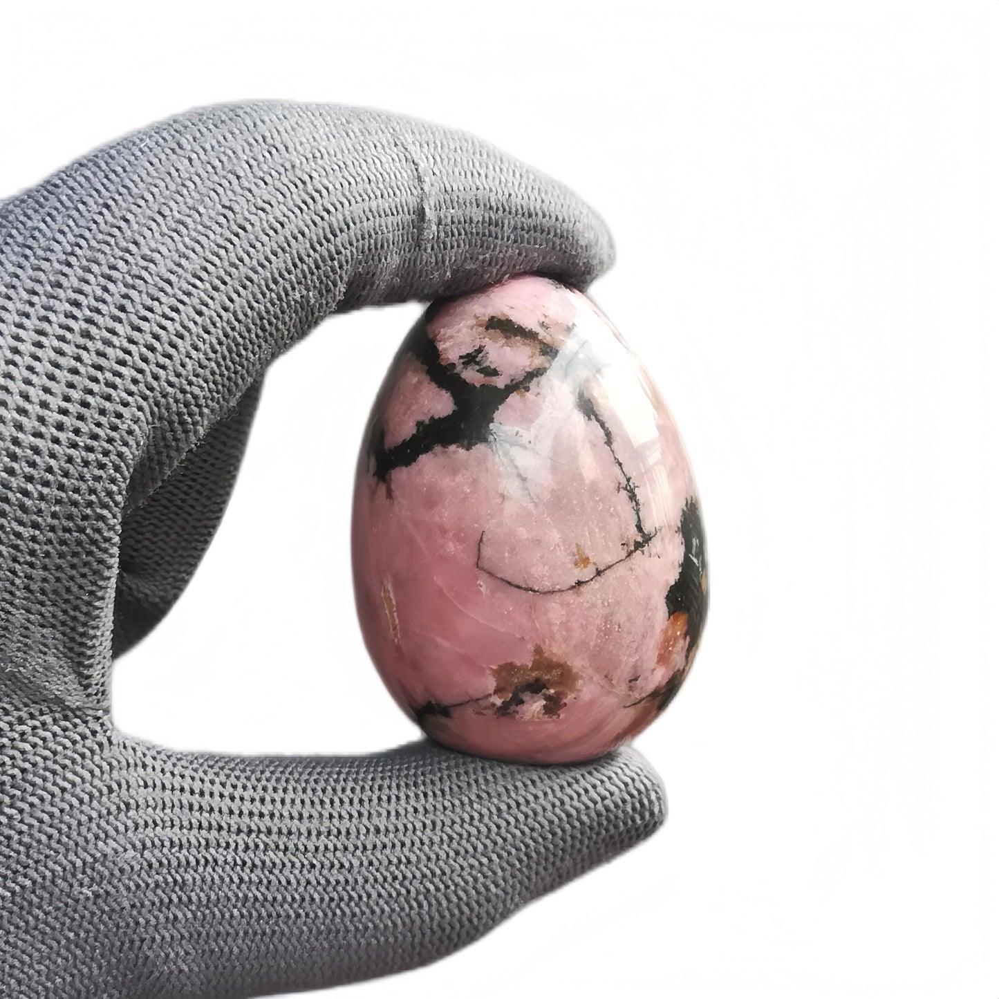 Sunshcat Natural Rhodonite Egg Shaped Meditation Chakra and Home Decor Balance Crystals and Healing Stones Statue Set,35 * 50mm Easter and Thanksgiving Gift,with Wooden Bracket