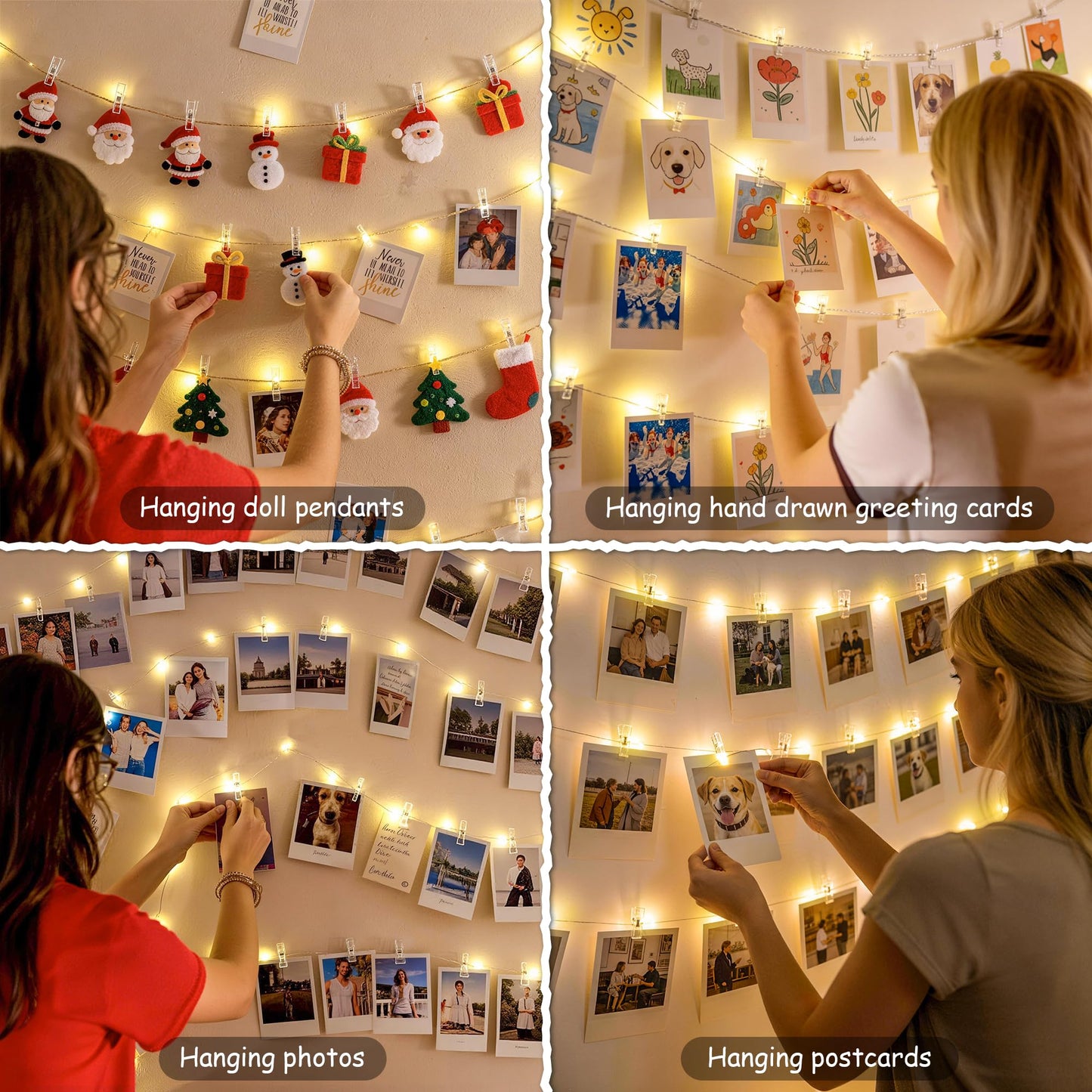 JMEXSUSS 100 LED Photo Clips String Light, 33ft Battery Operated Fairy Lights with 50 Clips for Pictures, 8 Modes Photo Light with Remote for Teen Girl Gifts Bedroom Wedding Dorm Christmas Decor