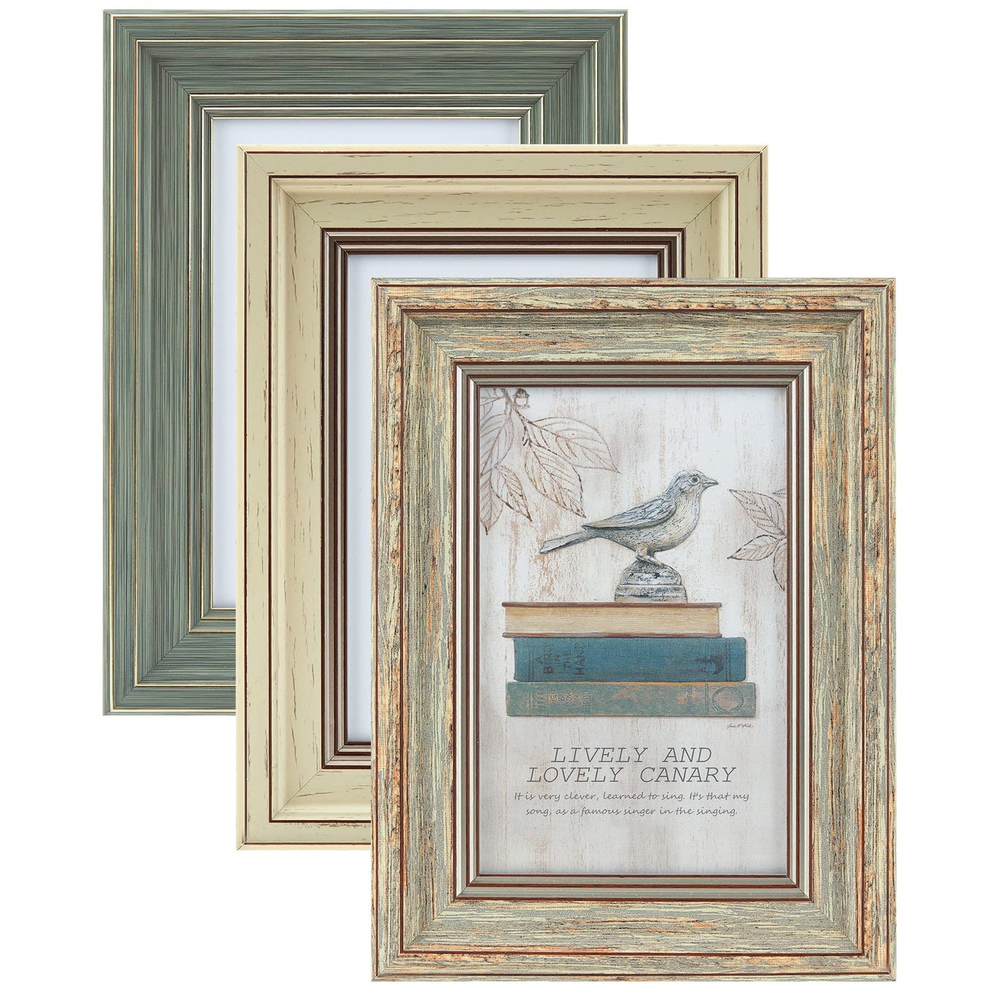 XUANLUO 3 Pack 4x6 Inch Picture Frames Farmhouse Rustic Vintage Distressed Wood Grain Photo Frame with HD plastic cover for Table Top Display and Wall Hanging