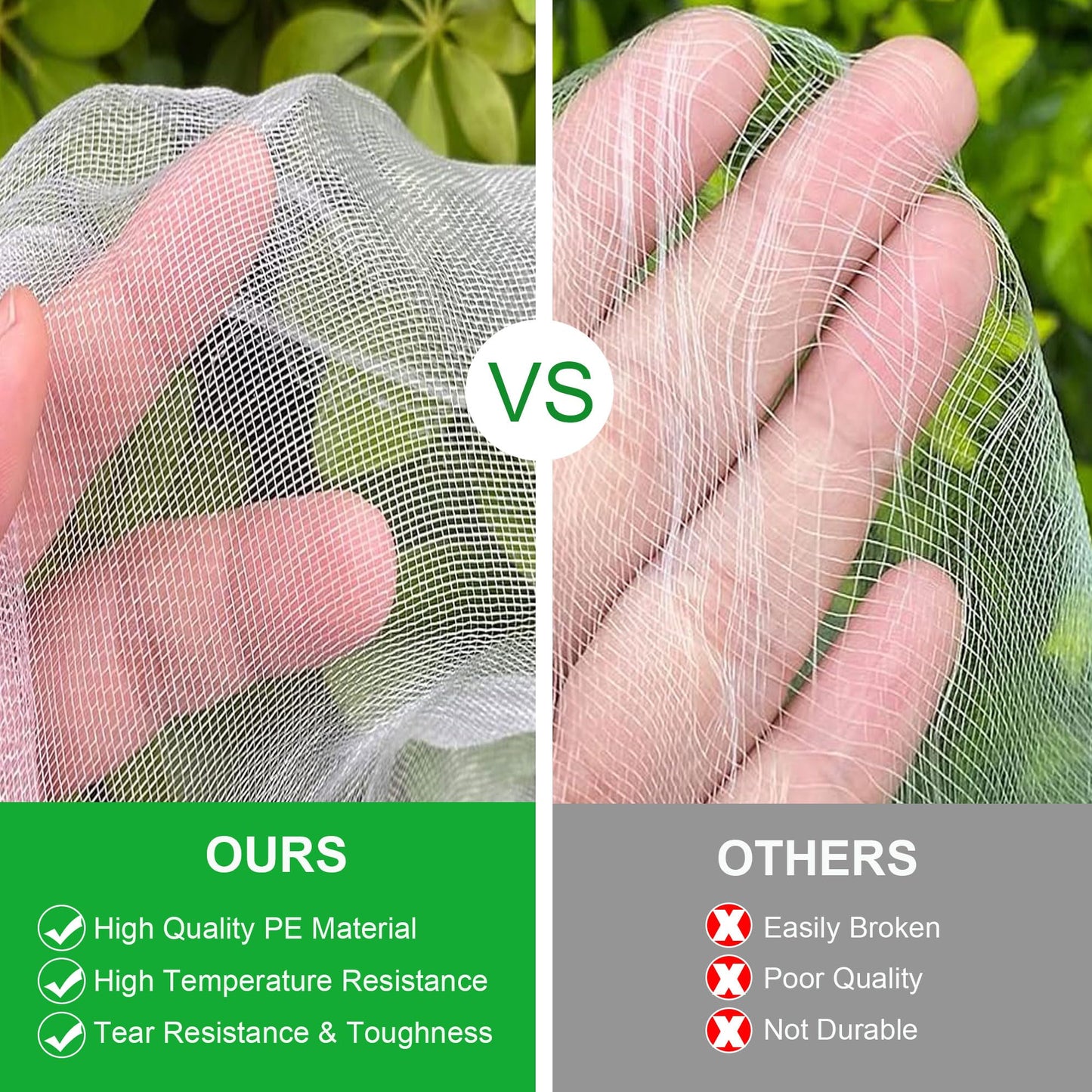 FOTMISHU Garden Netting 10x60FT Ultra Fine Mesh Netting Bird Barrier Protection Vegetable Fruit Tree Bushes Plant Cover for Raised Bed
