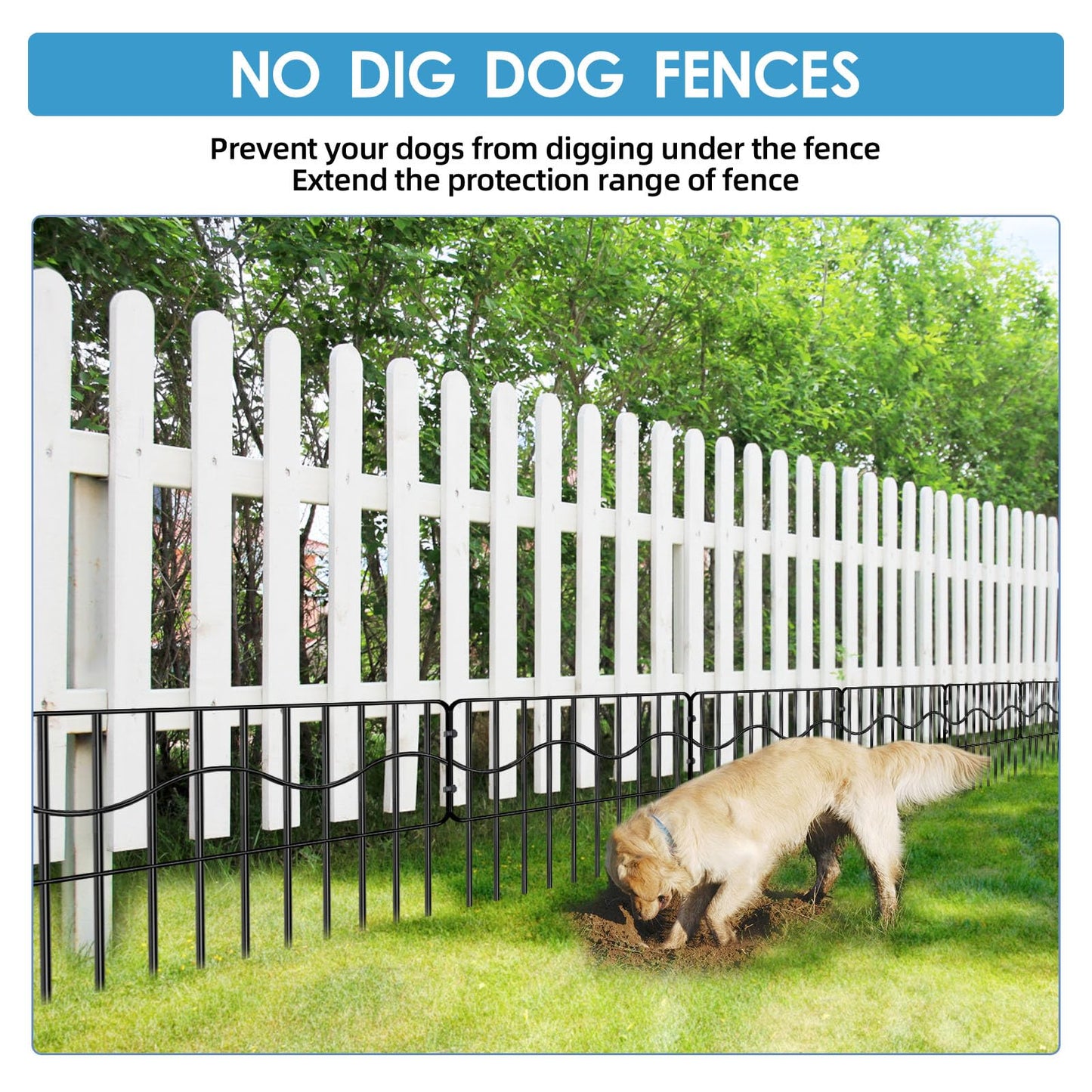40ft(L) x 13in(H) Garden Animal Barrier Fence, 28panels No Dig Fences, Small Dog Fence Barrier, Animal Barrier Rabbit Fencing Rustproof Metal Decorative Border for Outdoor Garden