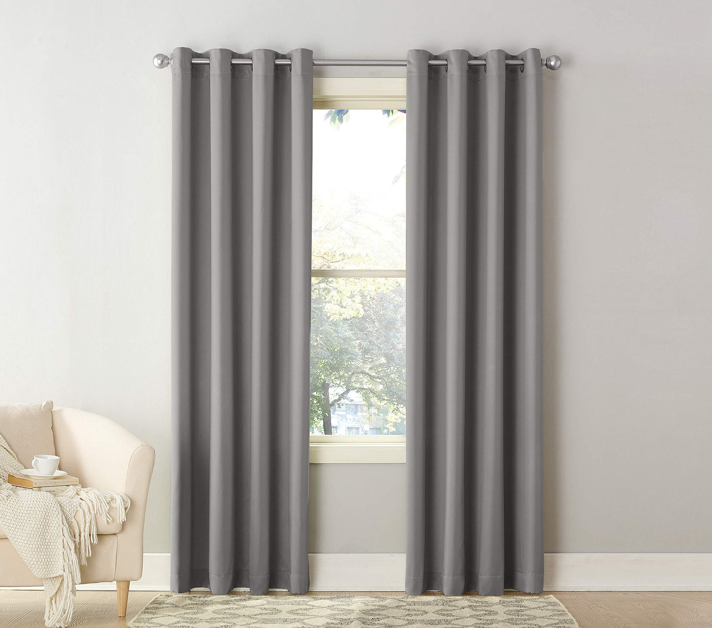 Sun Zero Becca Energy Efficient Grommet Curtain Panel, 40" x 63", Gray