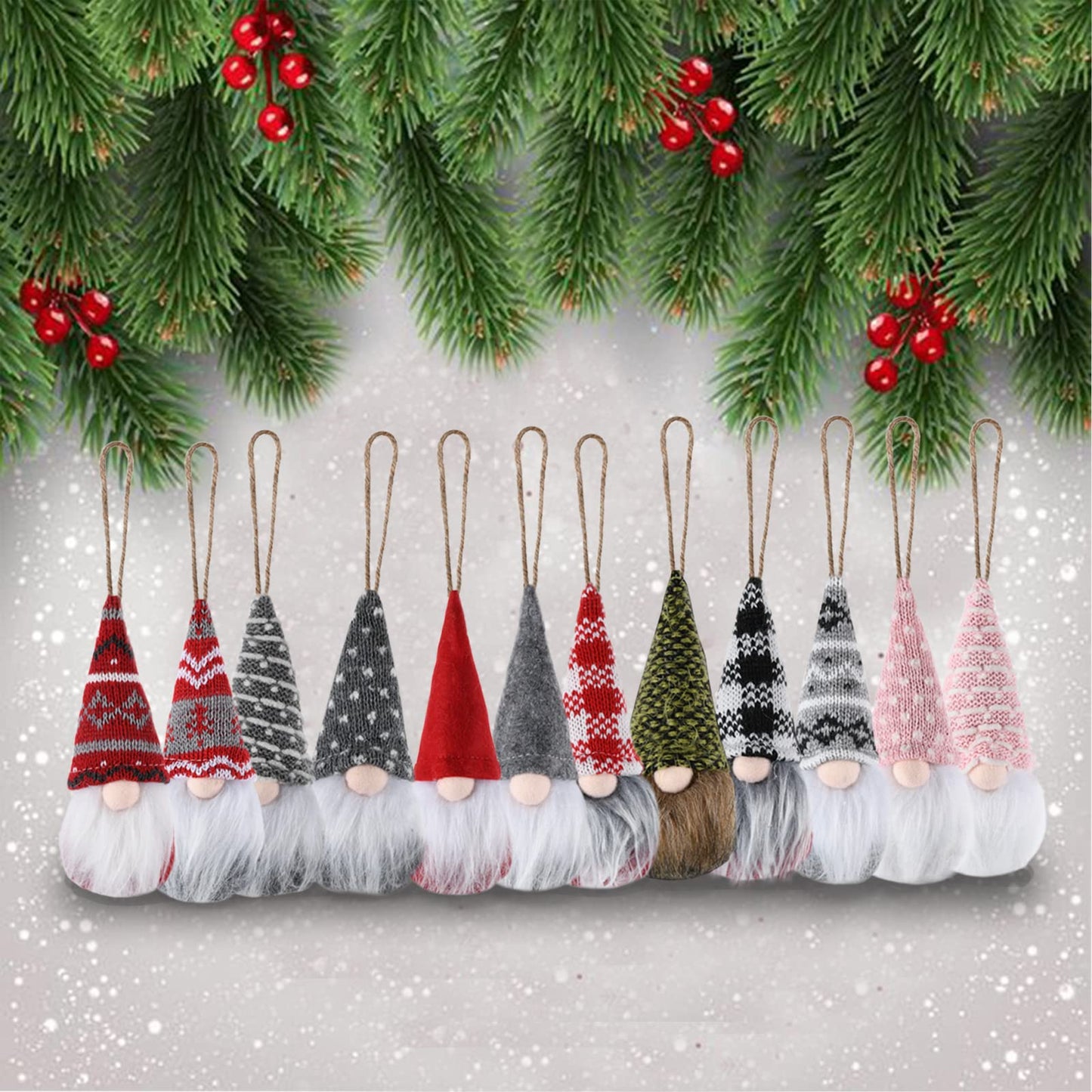 12 Piece Christmas Tree Hanging Dwarfs Swedish Plush Dwarfs Handmade Santa Claus Elf Christmas Decorations Home Festival Decorations