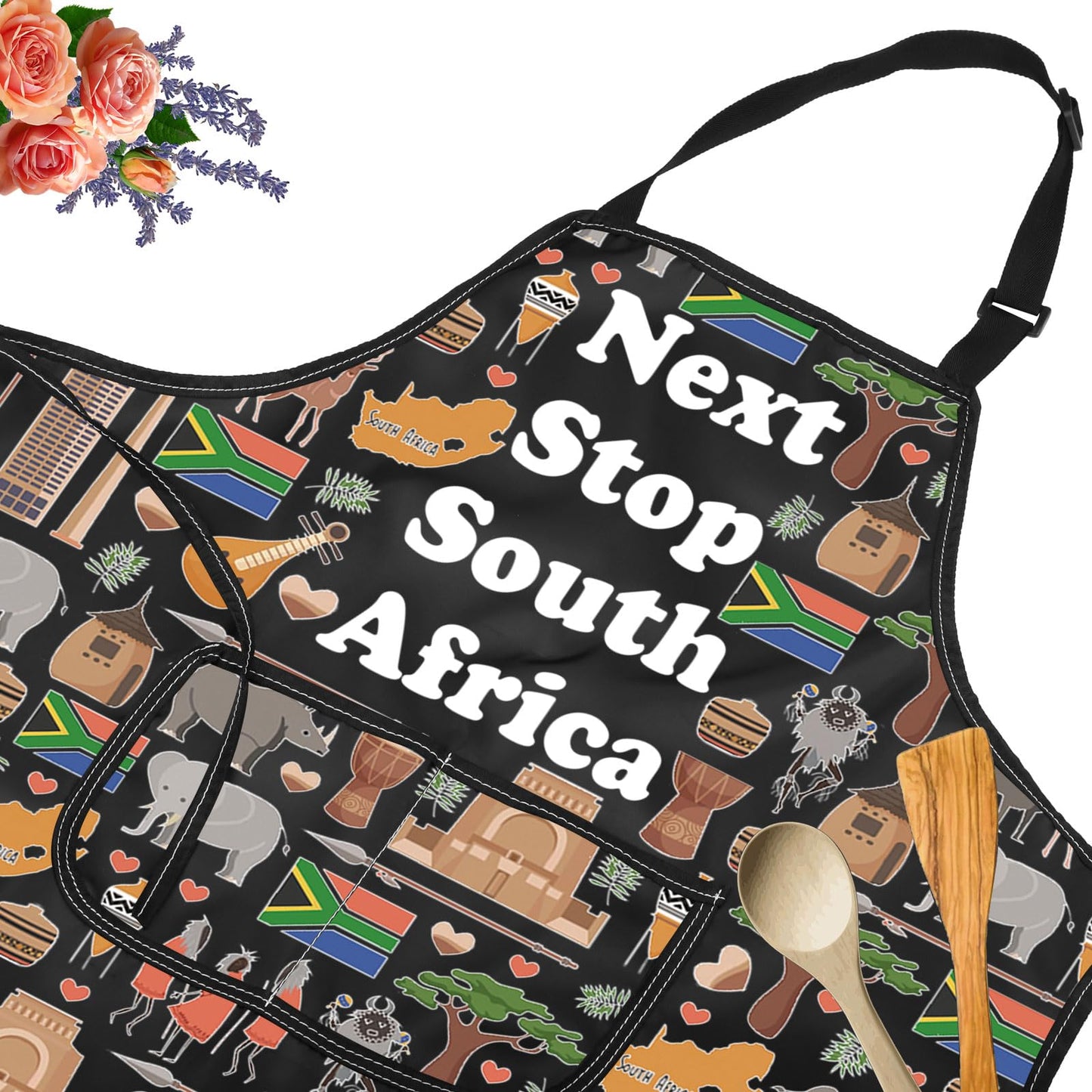 JXGZSO South Africa Symbols Gift Next Stop South Africa Apron With Pockets South Africa Trip Gift Chef Cooking Apron