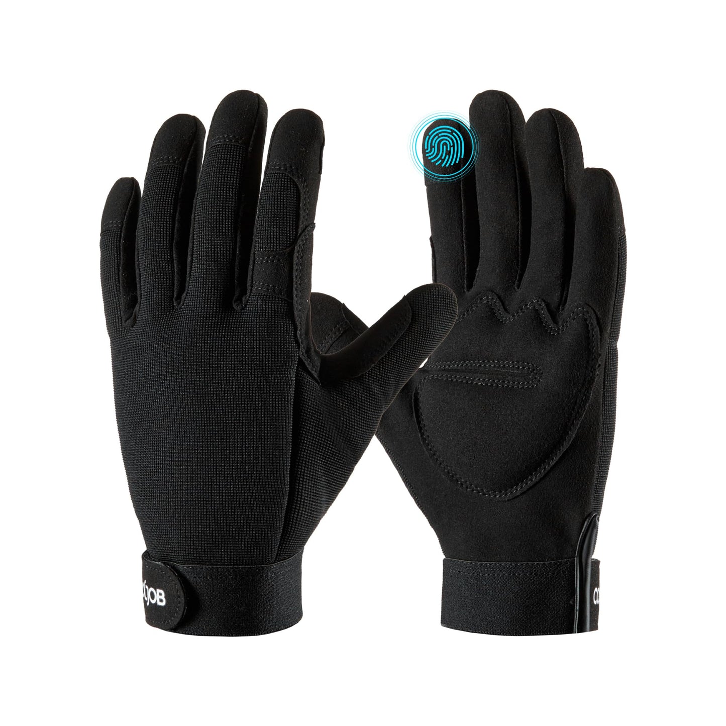 COOLJOB Thorn Proof Garden Gloves with Touchscreen Fingers for Men, Rose Pruning Work Gloves with Palm Cushion for Gardener, Farmer and Landscaper (Black 1 Pair Large)