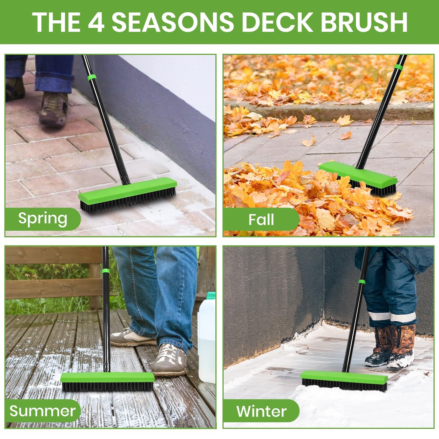3 in 1 Weeding Wire Metal Brush Tools, Concrete Scrub Deck Brush with Long Handle for Moss, Tough Stains on Paving, Garden, Patio, Pool
