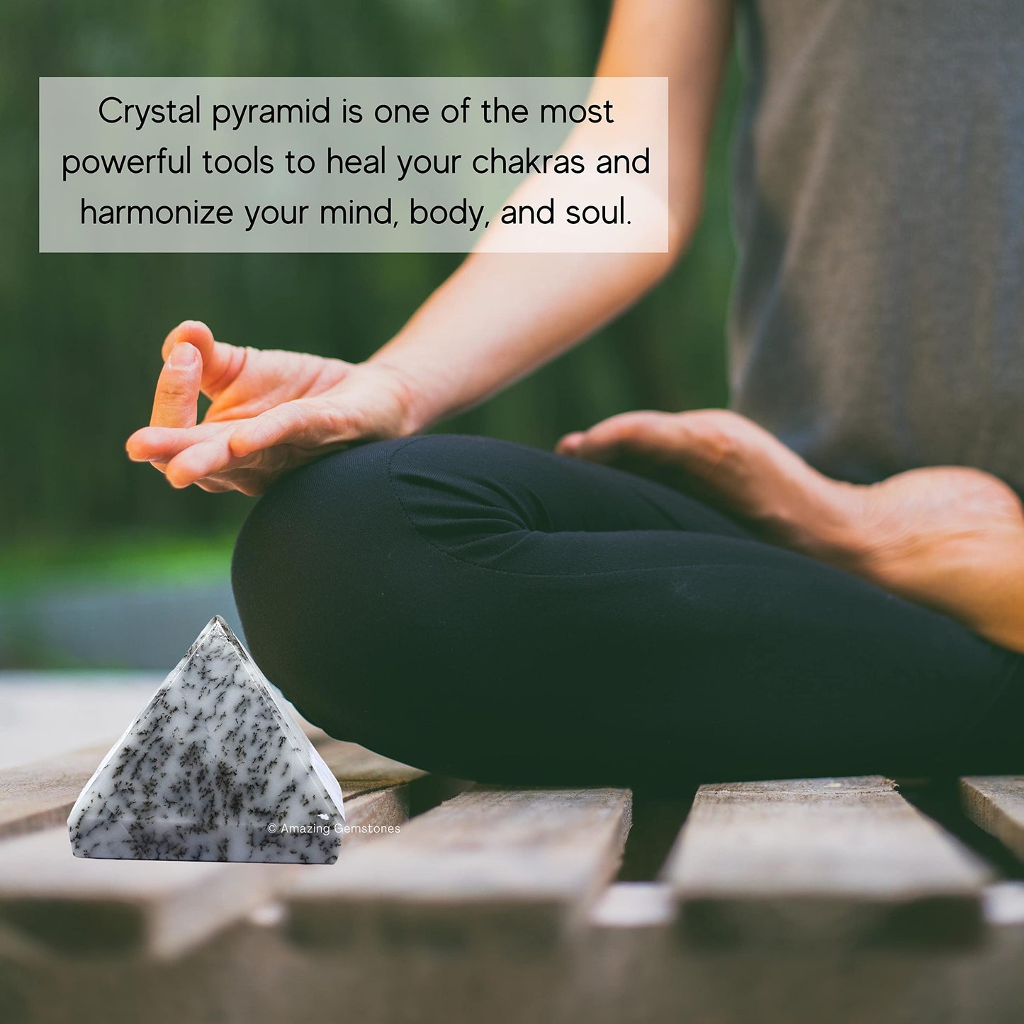 Amazing Gemstone Dendritic Opal Pyramid Crystal Healing Stones - 2" Great Pyramid Figurine of Natural Stone Pyramid for Meditation, Reiki, Chakra Balancing and Crystal Pyramids Grid