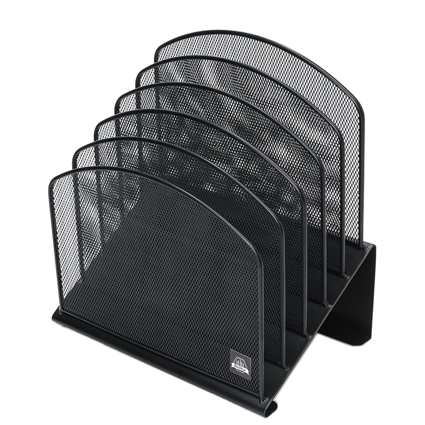 Delifox Inclined Desk File Organizer,Vertical File Folder Holder Stand Metal Rack File Sorter for Office Classroom Desktop Organization