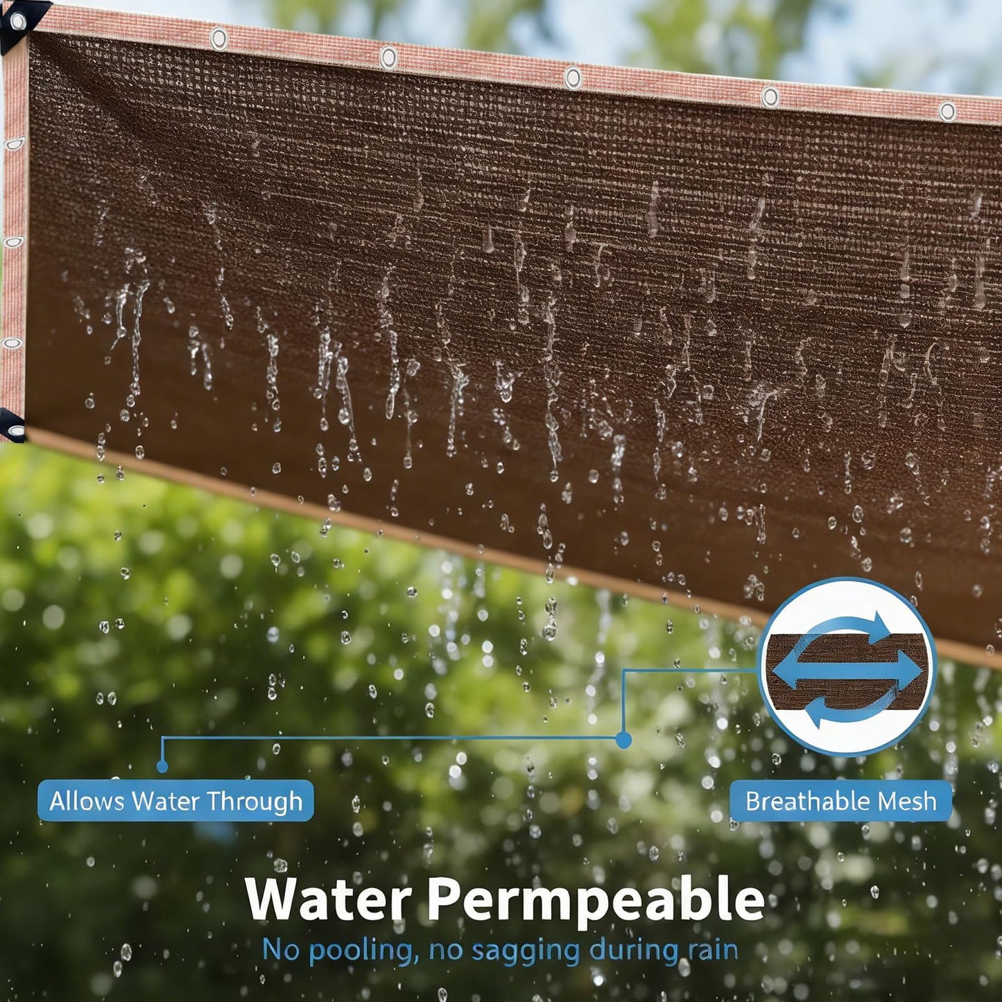 LCYFBE 90% Sun Shade Cloth with Grommets, 6.5 x 10 FT Pergola Replacement Shade Cover Canopy Privacy Screen for Outdoor Patio Garden, Mocha