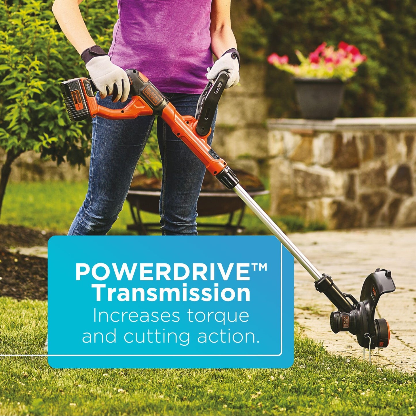 Black+Decker 40V MAX 13 Inch String Trimmer and Lawn Edger with Battery and Charger, Cordless Weed Eater with Charge Indicator, High Torque PowerDrive Technology (LST140C)