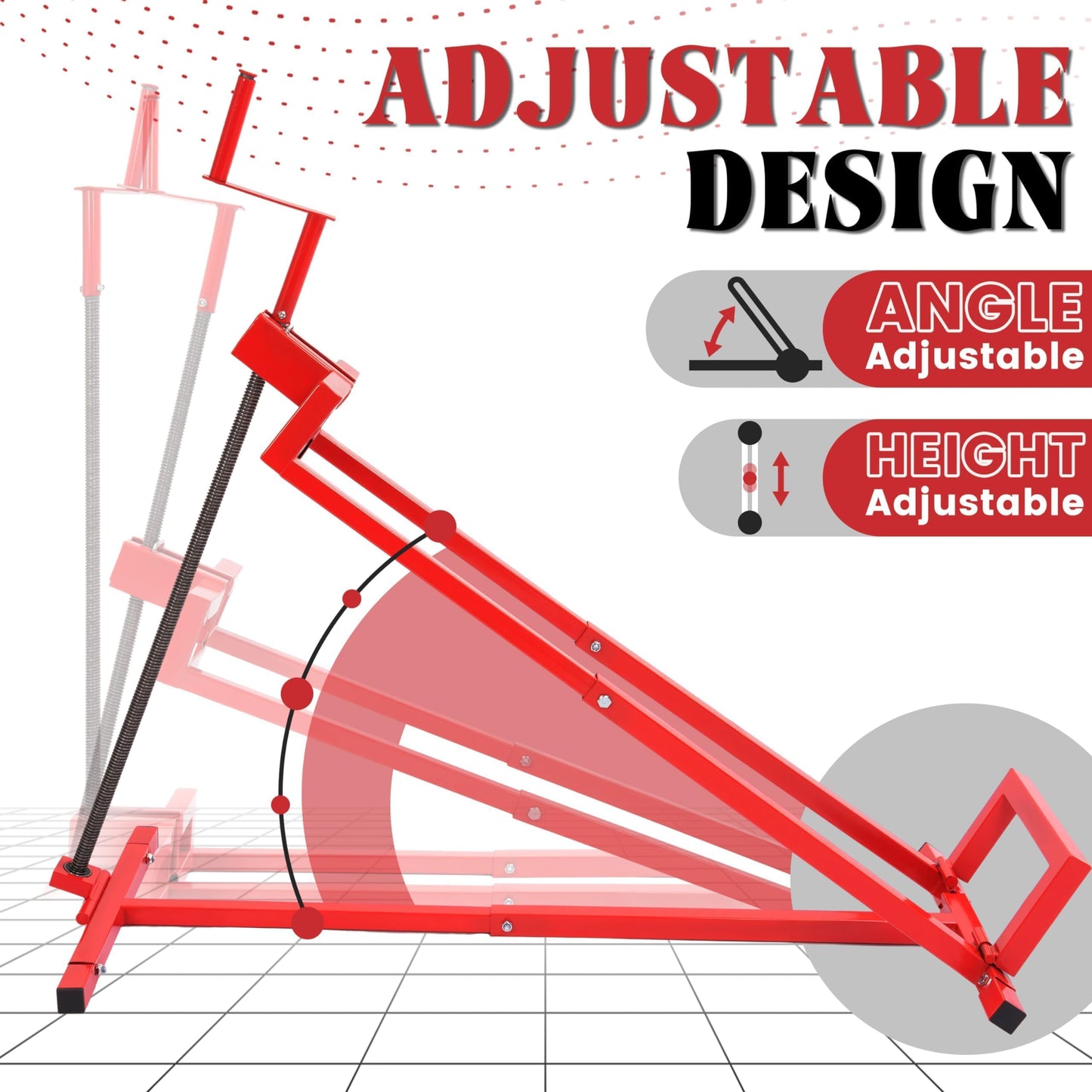 HECASA Lawn Mower Lift Jack 882lbs Universal Fit for Ride on Lawn Mowers & Garden Tractors Adjustable Telescopic Maintenance Jack Lifting Platform with Manual Handle Red Steel Powder Coated