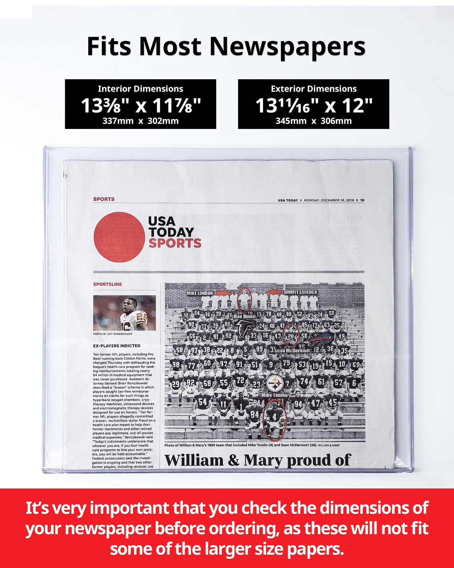 LEEFLIT Newspaper Toploader Holder - 7mm Thick Hard Plastic Top Loaders, 13 x 11, 5 Count, Clear, LF-NPTL-5BL250PT
