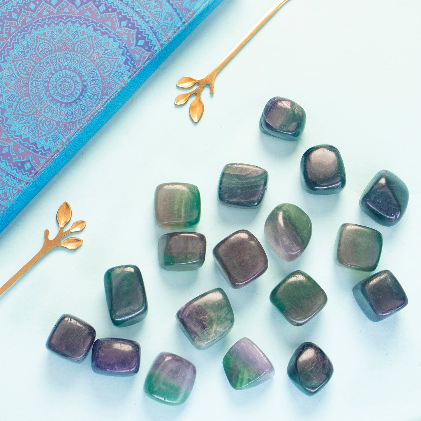 Crocon 1LB Multi Fluorite Tumbled Stones and Crystals Bulk 2000+ Carats Natural Crystal Kit for Reiki Healing Crystal Polished, Tumble Stones, Chakra Balancing, Reiki Gift, Home Decor Size : 20mm