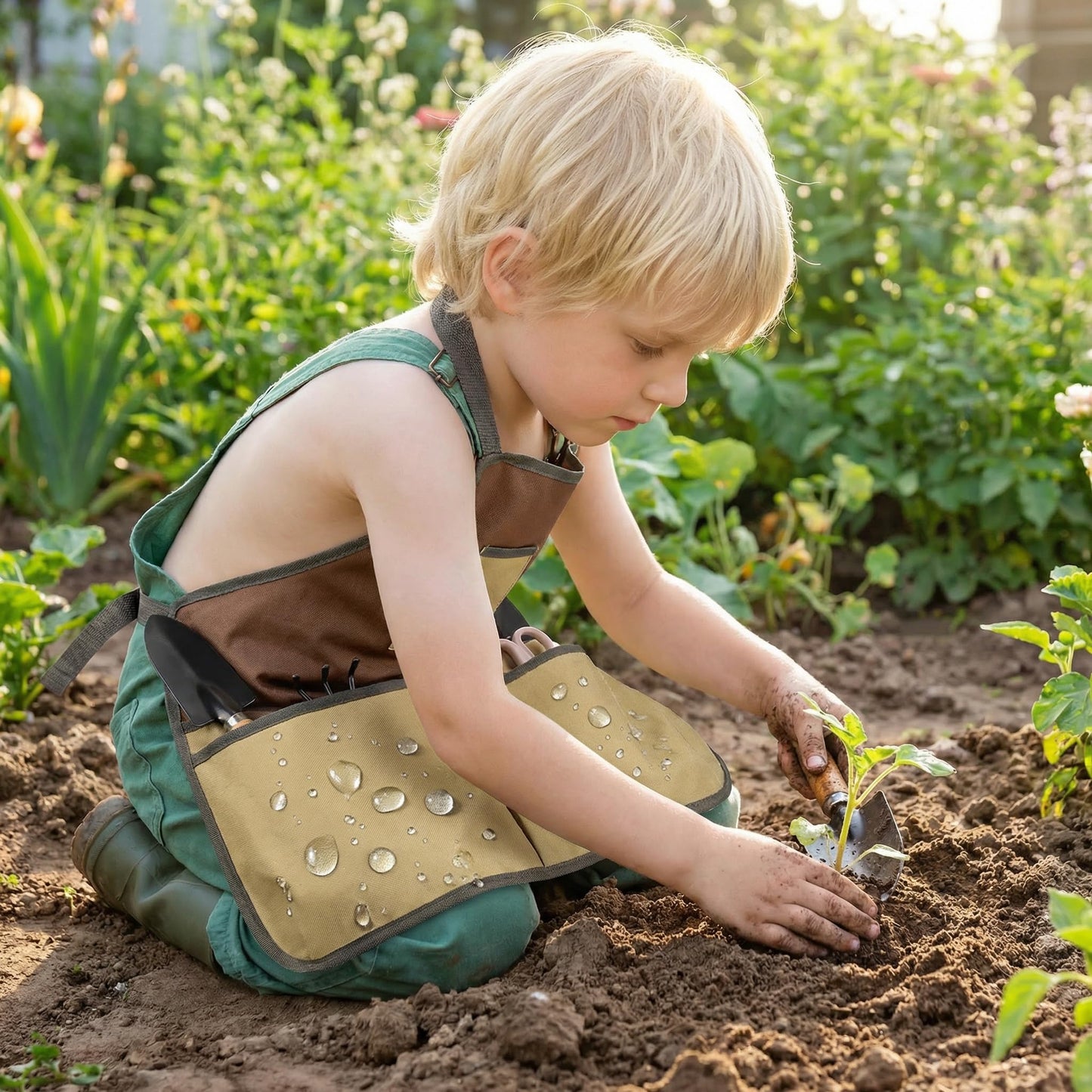 Elfzone Gardening Apron - Gardening Tool Bag With Apron,Tool Bags & Aprons Tote Storage Bag with Pockets Tool Apron Practical Gardening Gifts for Men