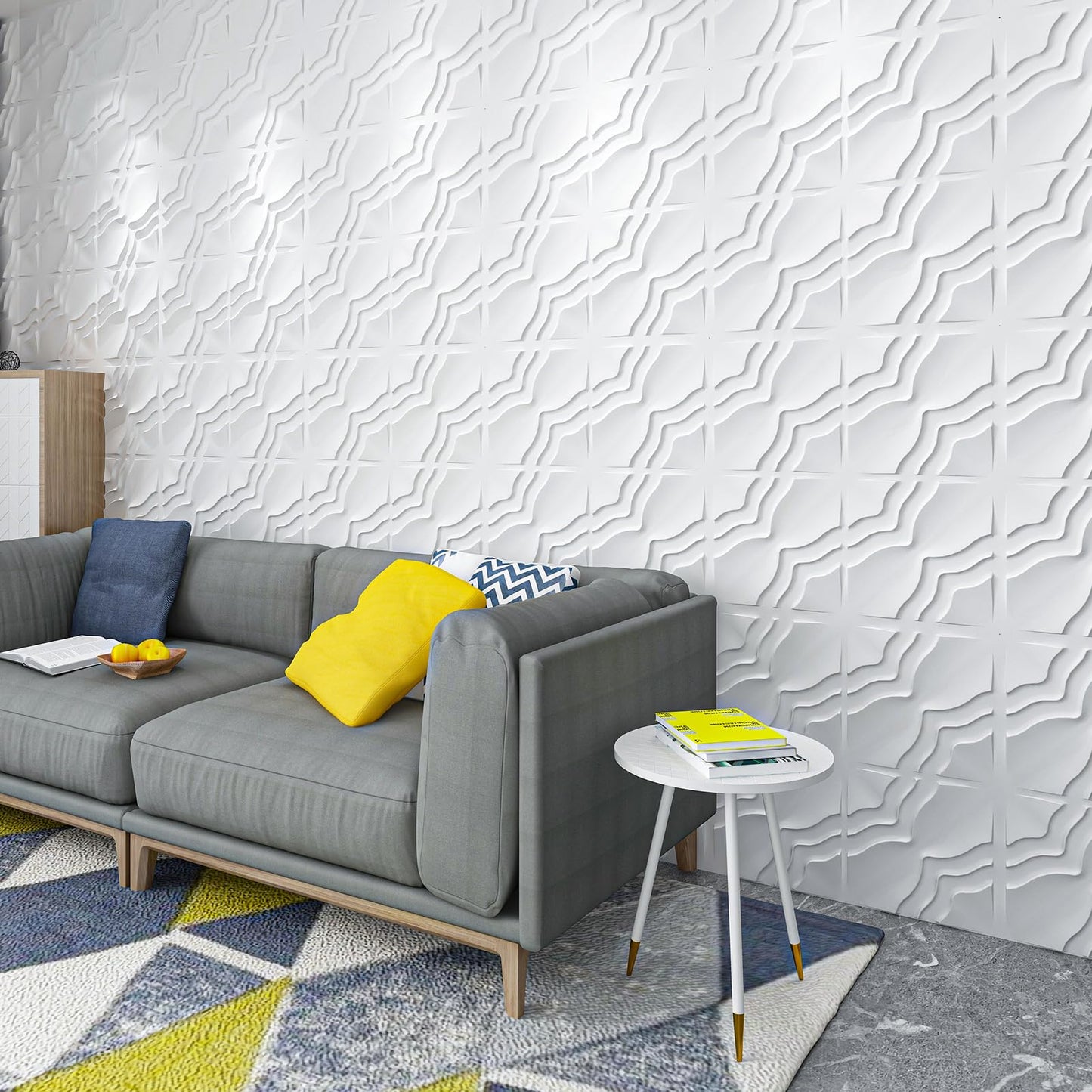 Art3dwallpanels 33 Pack 3D Wall Panel, 2 Different Effects PVC Textured Wall Panels for Interior Wall Décor, 12 x12 Inch Cover 32.Sq.Ft, White