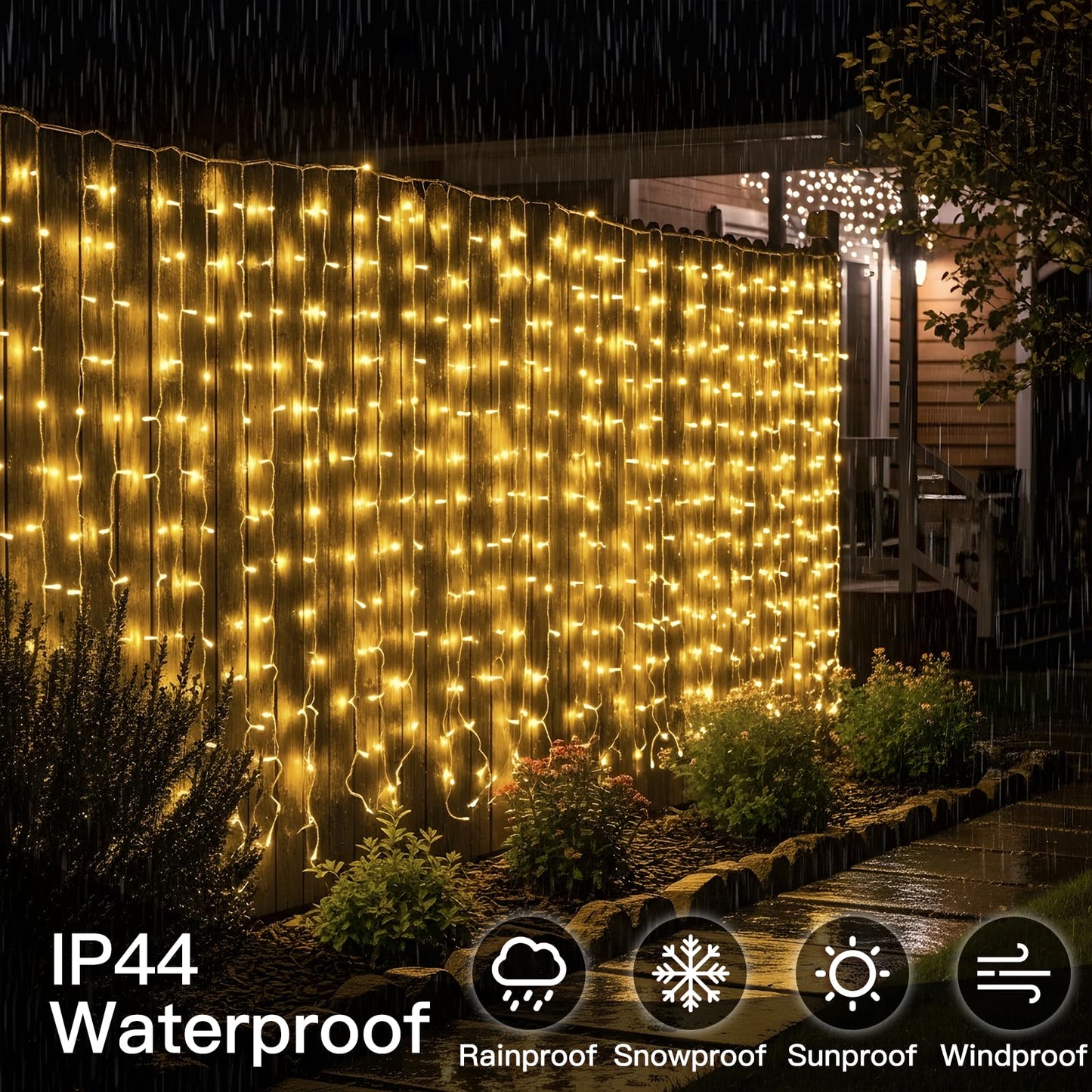 suddus Curtain Lights for Bedroom, 300 Led 9.8x9.8ft Curtain Lights for Backdrop, Curtain String Lights for Christmas, Dorm, Wall, Backdrop, Window, Wedding, Party, Birthday Decor, Warm White