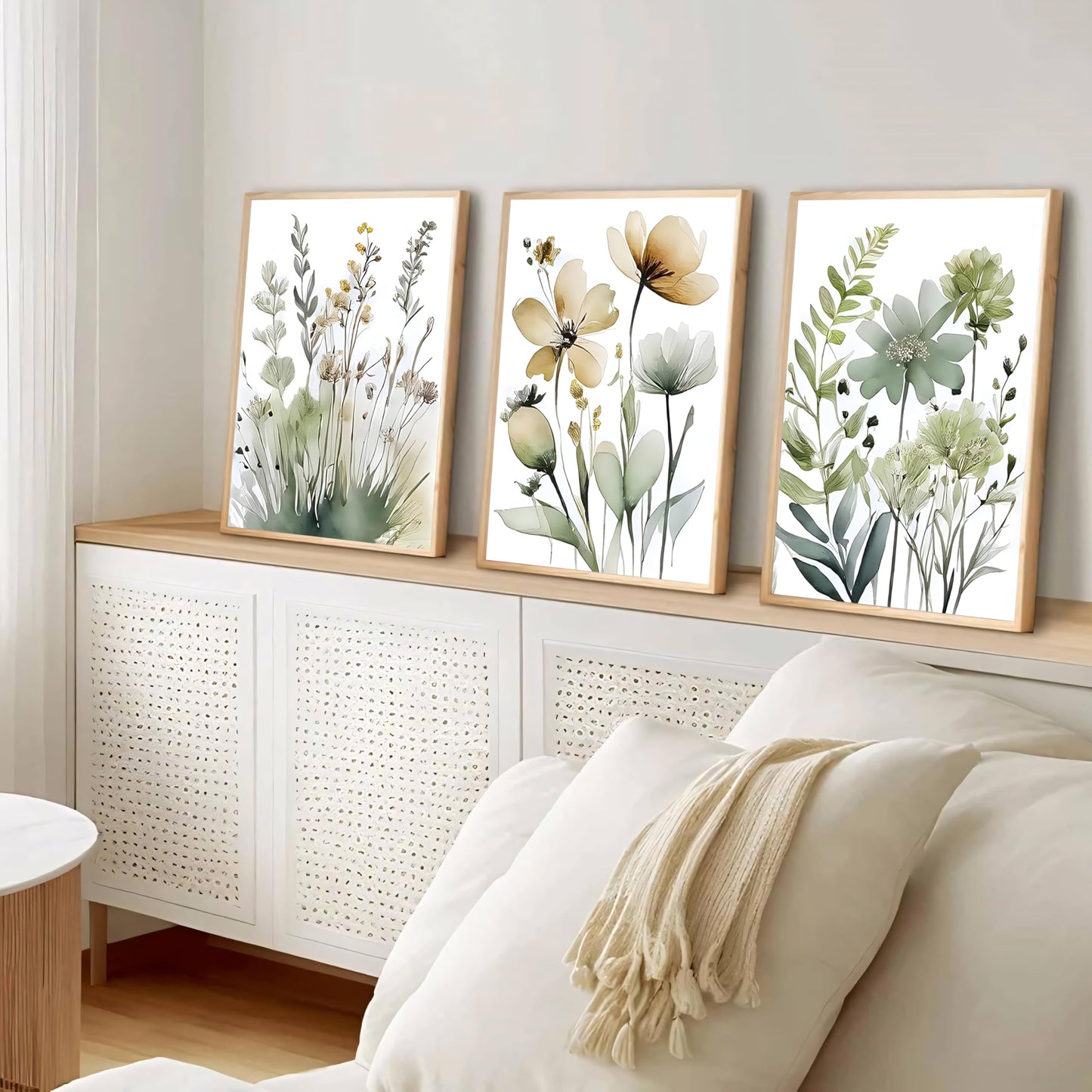 tgguytiy Sage Green Botanical Posters Set of 3 – Boho Floral Wall Art Prints, Minimalist Flower Artwork for Bedroom, Bathroom, Living Room, Aesthetic Plant Pictures Home Decor 24x16 Inch Unframed