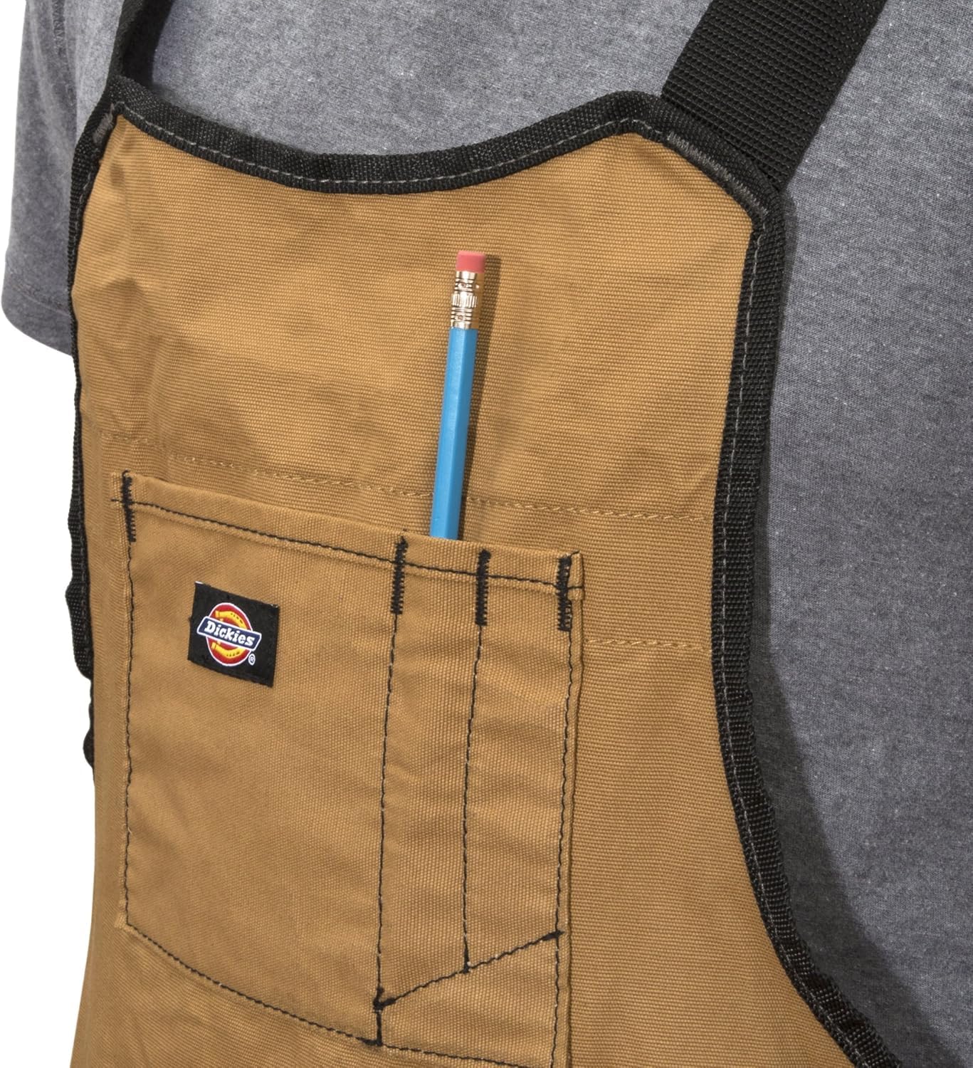 Dickies 16-Pocket Workshop Bib Apron, Durable Canvas Construction, Reinforced Edges, Adjustable Belt, Grey/Tan