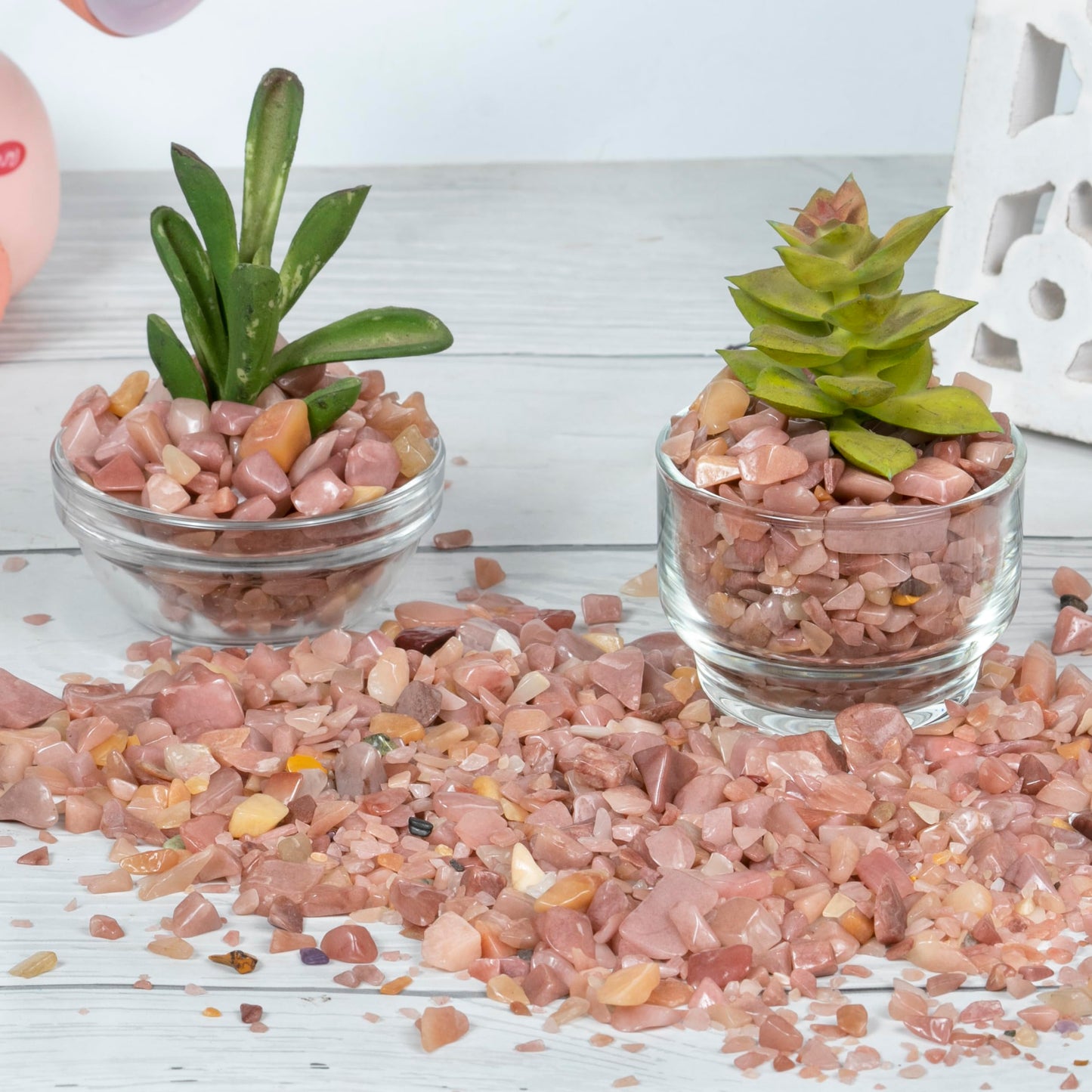 ZAICUS Pink Opal Chips Bulk 1 lb Natural Crushed Crystal Stones for Crafting, Tumbling, Resin Art, Reiki Healing, Meditation, Chakra Energy, Witchcraft Supplies, Valentine Gifts