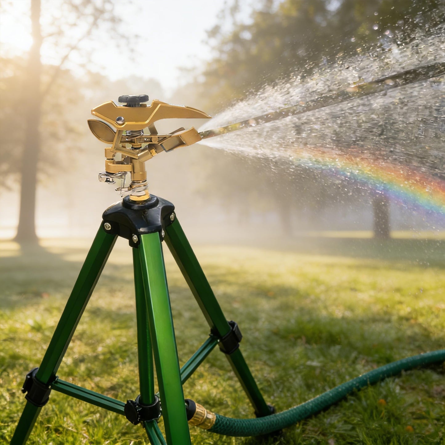 Hourleey Impact Sprinkler on Tripod, Rotating Water Sprinklers for Yard Lawn and Garden, Heavy Duty 360 Degree Irrigation Sprinkler with Zinc Head and 3/4" Connector for Outdoor