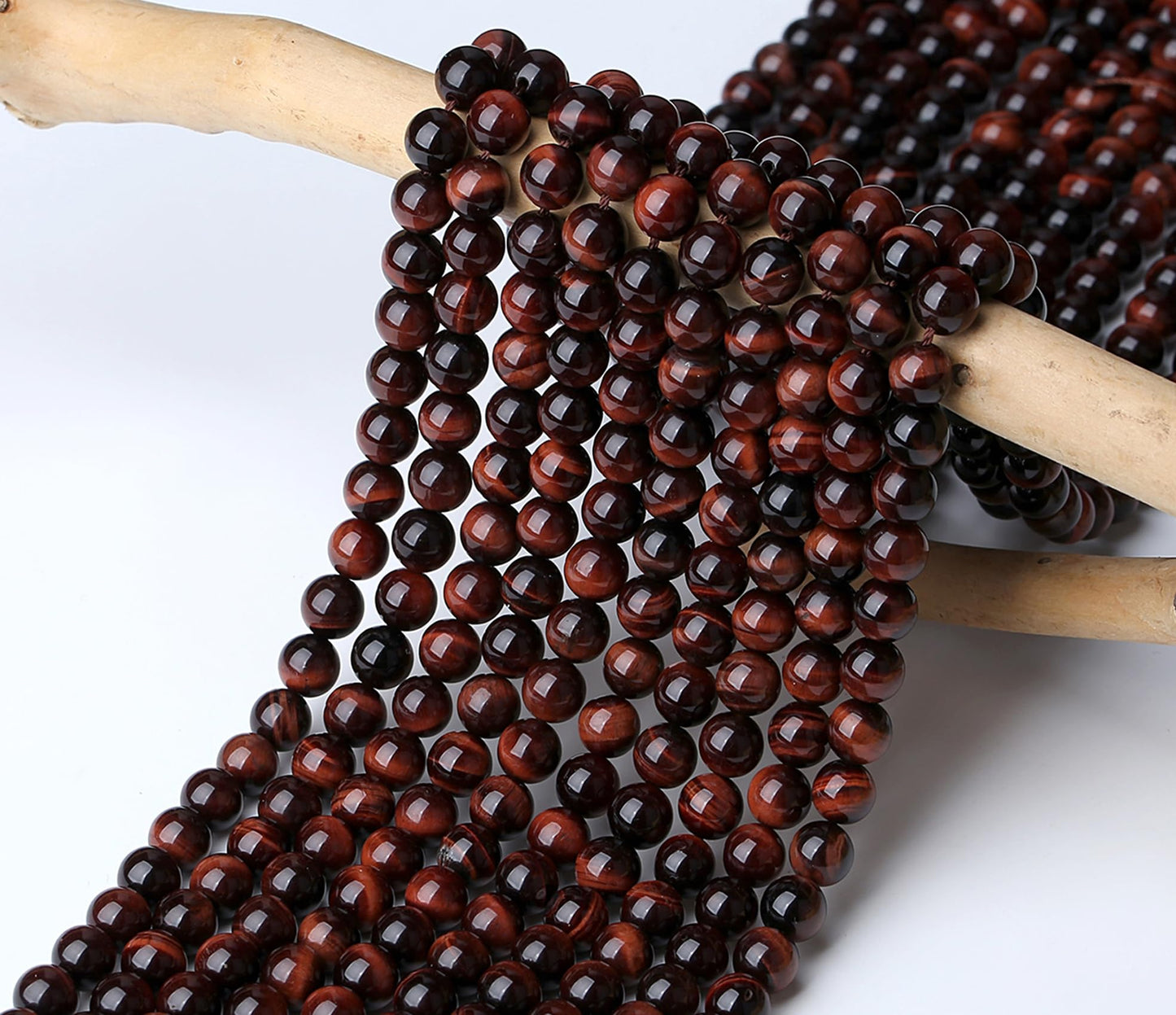 NUKAYAI Red Tiger Eye Beads 60Pcs Crystal Beads 8mm Round Stone Red Bead Smooth Loose Bead for Bracelet Necklace DIY Earrings Making
