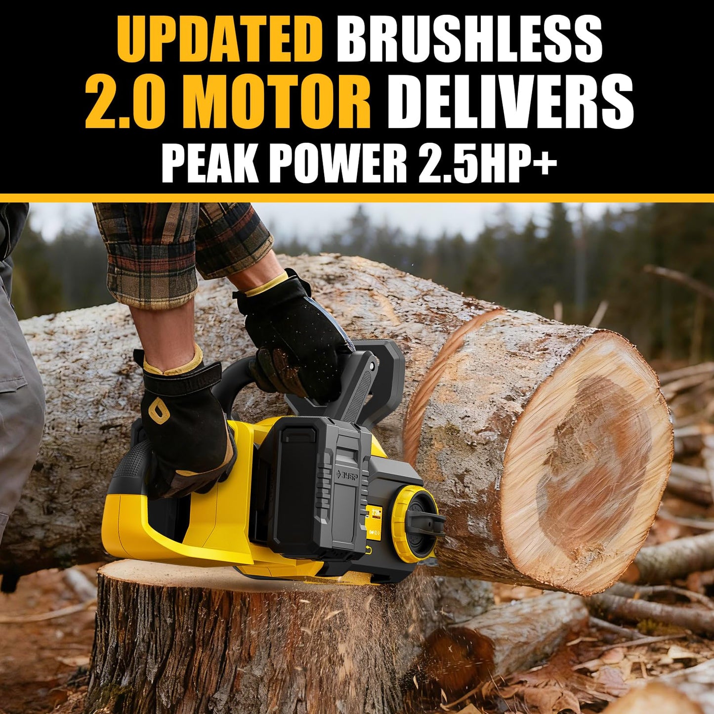 Pyrcruax 40V(20V*2) 16" Brushless Chainsaw Cordless, Electric Chainsaw Fully Compatible with DeWalt 20V MAX, Auto-Oiling, Tool-Free Tensioning, Safety Chain Brake, Batteries and Charger Not Included
