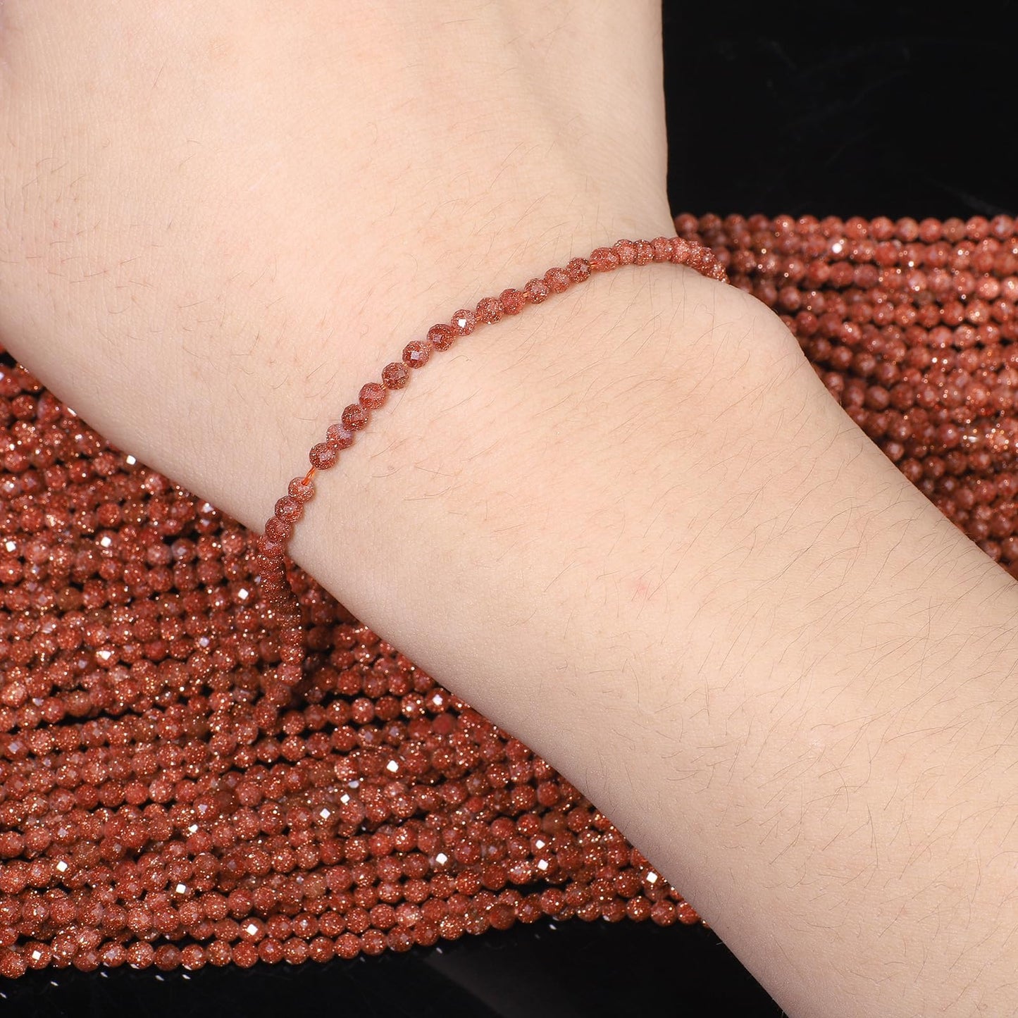 Song Xi 120pcs 3mm Natural Golden Sandstone Gemstone Beads Faceted Round Loose Stone Beads for Jewelry Making