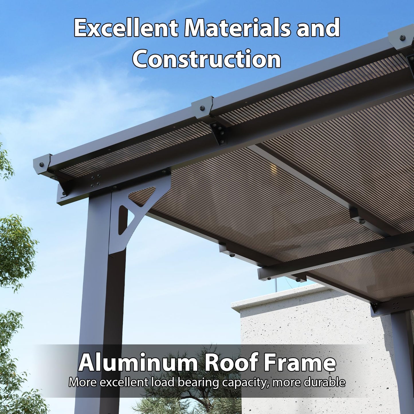 Aoxun 20'x10' Gazebo for Patio, Premium Pergola with Sloped Roof, Large Wall-Mounted Heavy Duty Awnings, for Backyard, Patio, Deck and More