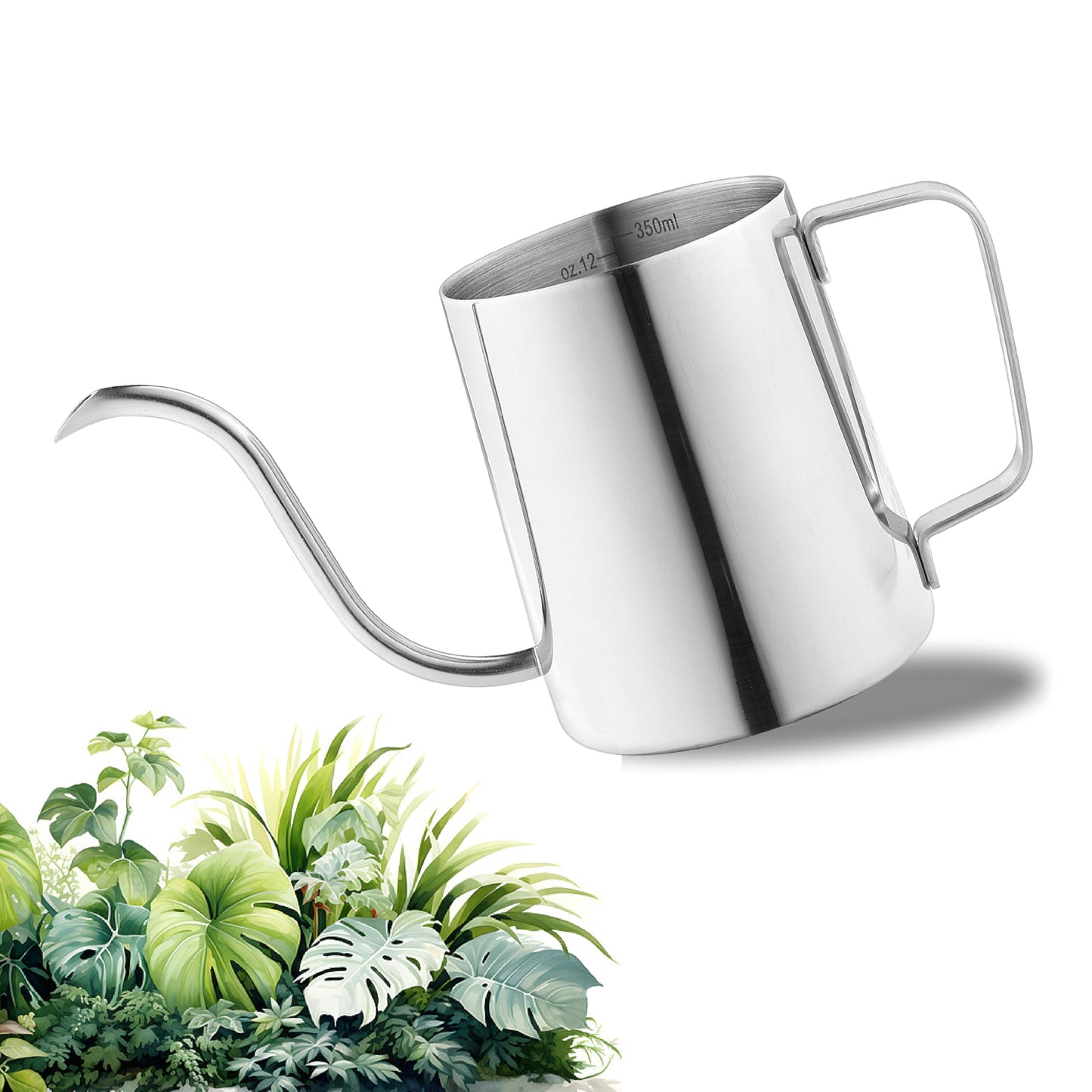 Small Watering Can, OLULU 12oz (350ml) Stainless Steel Indoor Watering Can with Long Spout, Mini Watering Can for Houseplants, Desk & Home Plants