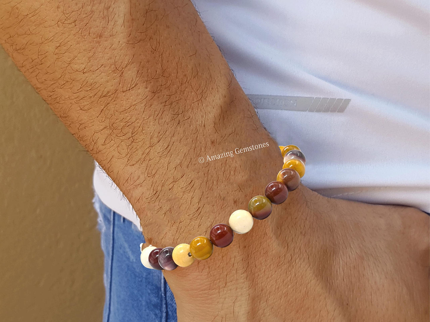 Amazing Gemstone Crystal Bracelet for Women Men's Gifts - Protection Healing Crystal Bracelet - 8mm Gemstone Beaded Stretchable Bracelet Pulseras Para Hombres Mujer Stocking Stuffers Mothers Day Gift (Mookaite)