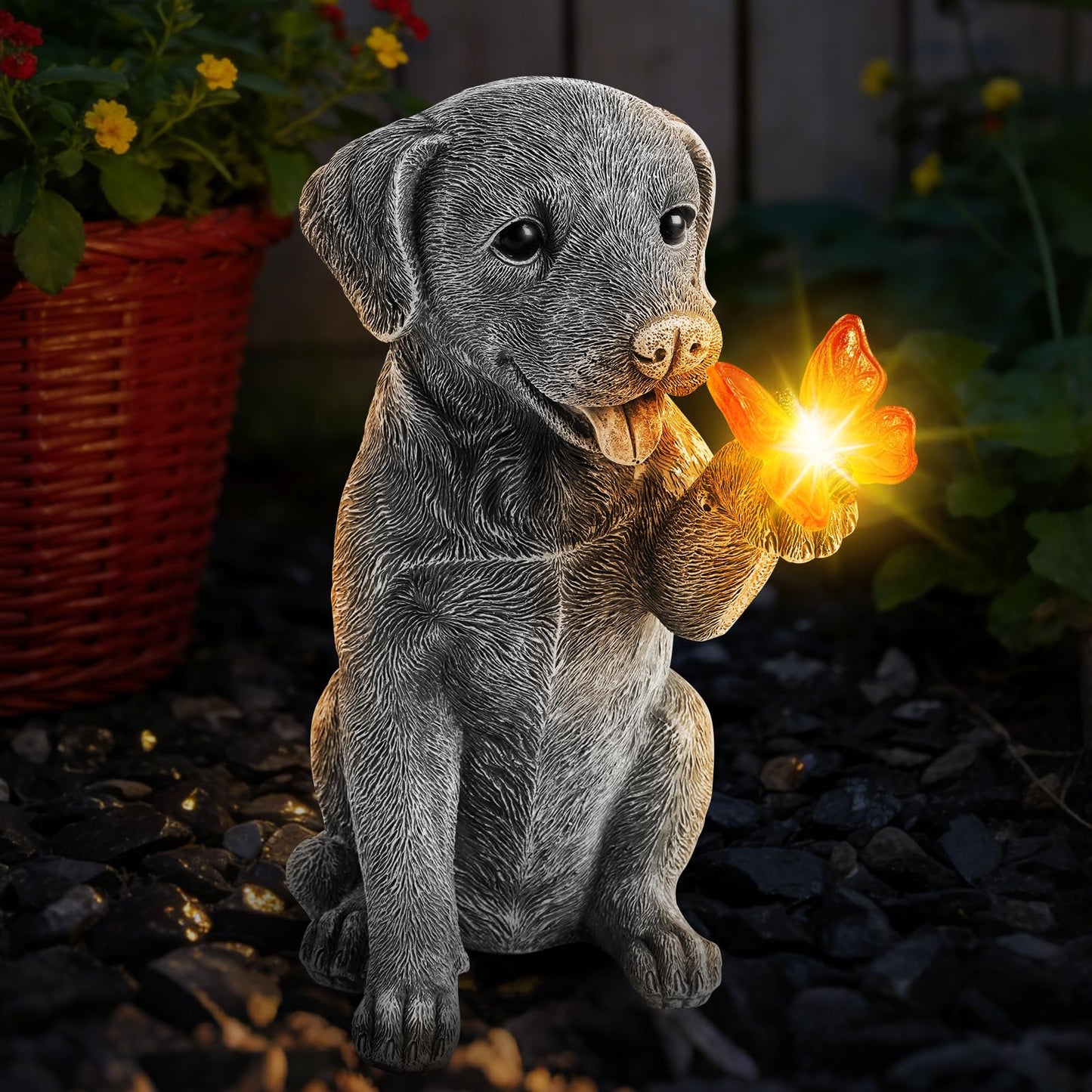 Solar Garden Statues Outdoor Decor, Garden Decor Dog Statue for Yard, Patio, Lawn Outside, Ideal Christmas Birthday Mothers Day Gifts for Mom Women Grandma