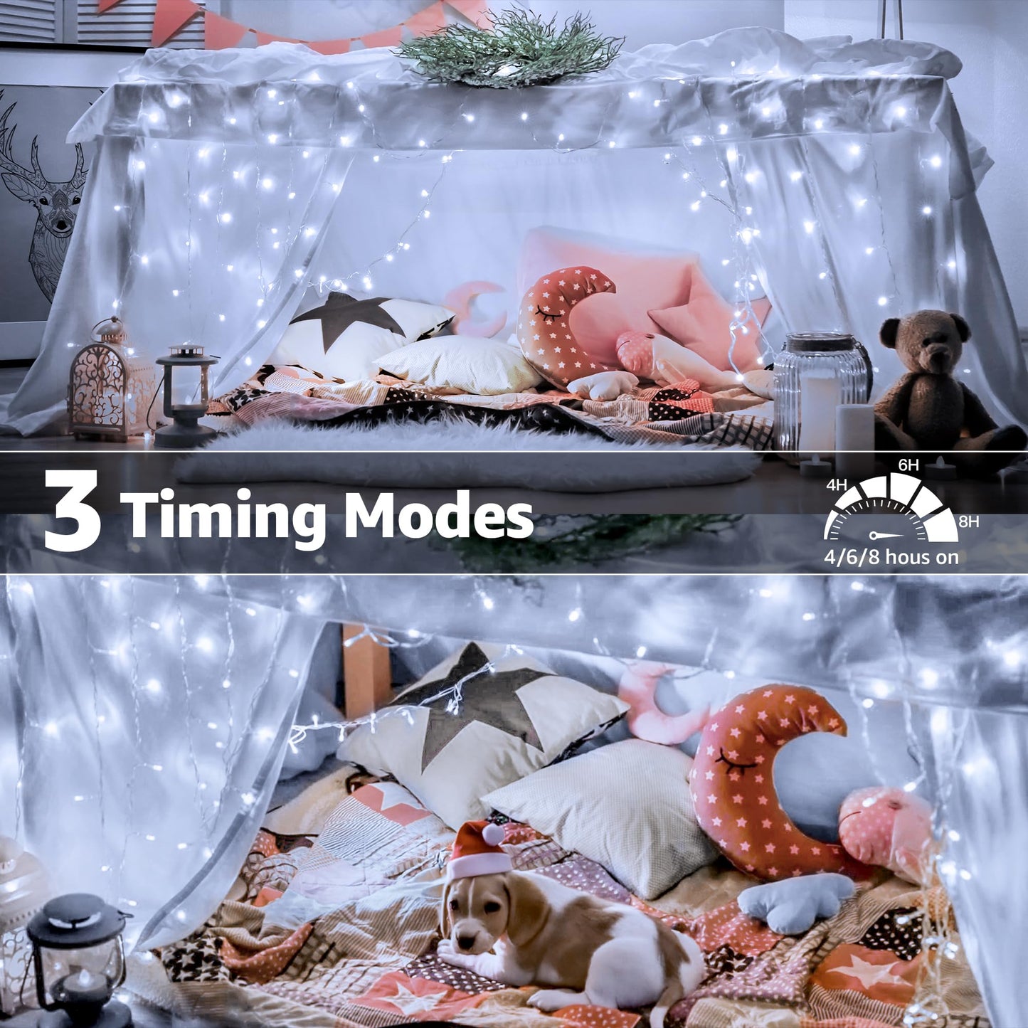 Ccinny 196FT 600 LED Christmas Lights Outdoor Waterproof, Timer & Memory Function, 8 Modes Cool White String Lights Plug in Twinkle Lights for Xmas Tree Holiday Garden Indoor Party Decor