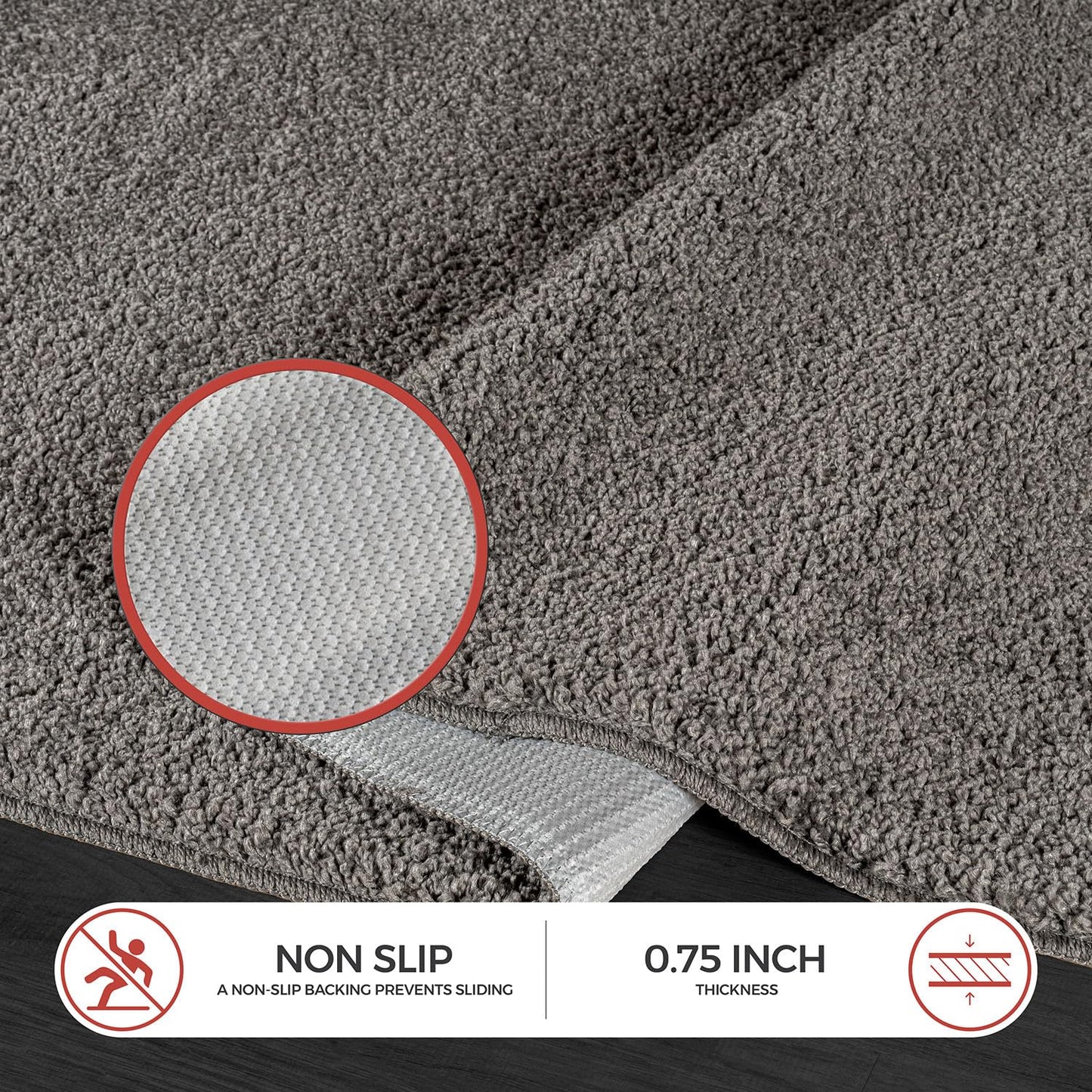 Luul Home Non Slip Solid Area Rug Dark Gray 3x5 Rubber Back Soft Rugs for Living Room Kitchen Bedroom and Hallway Stain Resistant Washable Easy Cleaning Non Shedding Carpet Dark Gray 3 x 5