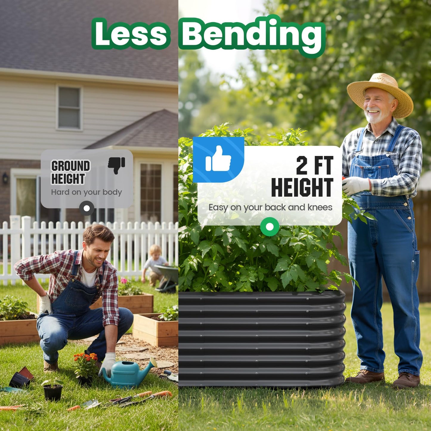 Quictent Galvanized Raised Garden Bed Kit, 6x3x2 ft Oval Metal Planter Box Tall for Vegetables Outdoor Backyard, Strengthened by Crossbar, Dark Gray