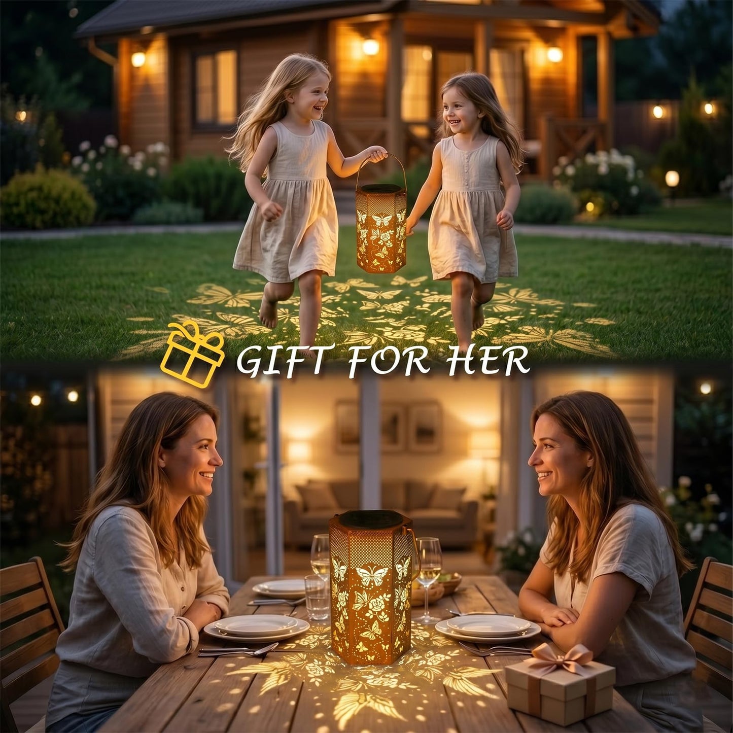 Butterfly Solar Lights Outdoor -Mothers Day Gifts for Mom Grandma, Birthday Gifts for Women, Butterflies Solar Lanterns Outdoor Waterproof Garden Decoration for Outside