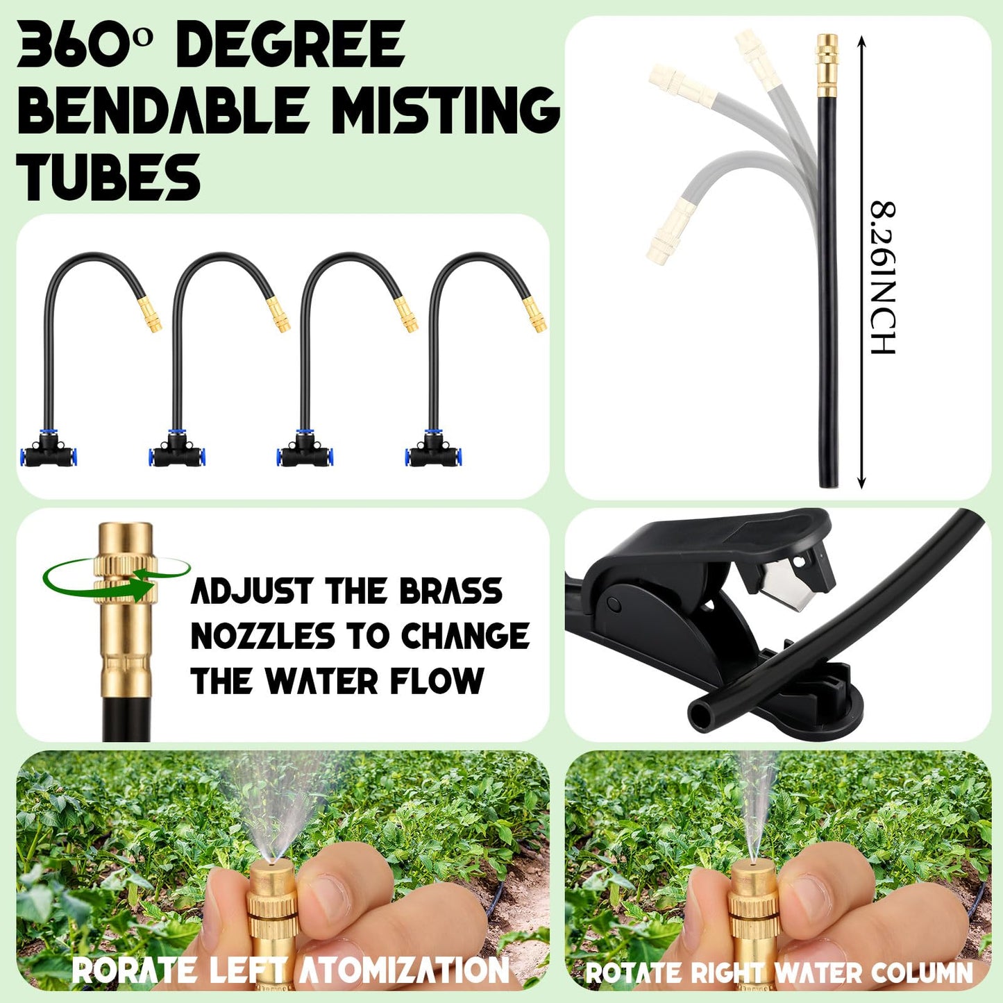 Geelin 49.21ft Garden Drip Irrigation System, 360° Adjustable Watering Kit with 16 Nozzles Automatic Irrigation Watering Misting System for Greenhouse, Yard, Lawn, Plant