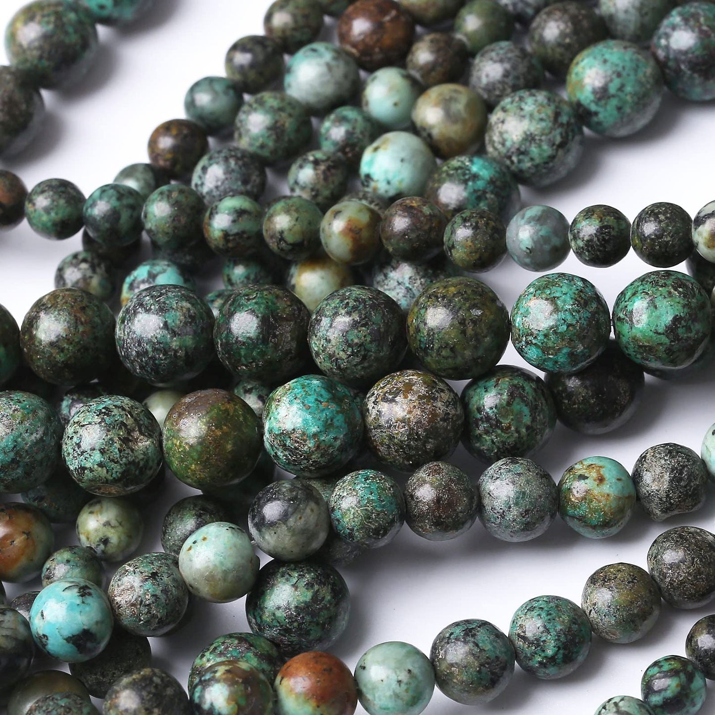 African Turquoises Stone Natural Stone Beads Gems Round Loose Beads Jewelry Making DIY Bracelet Necklace Accessory 1 Strand 60PCS 6MM 15"