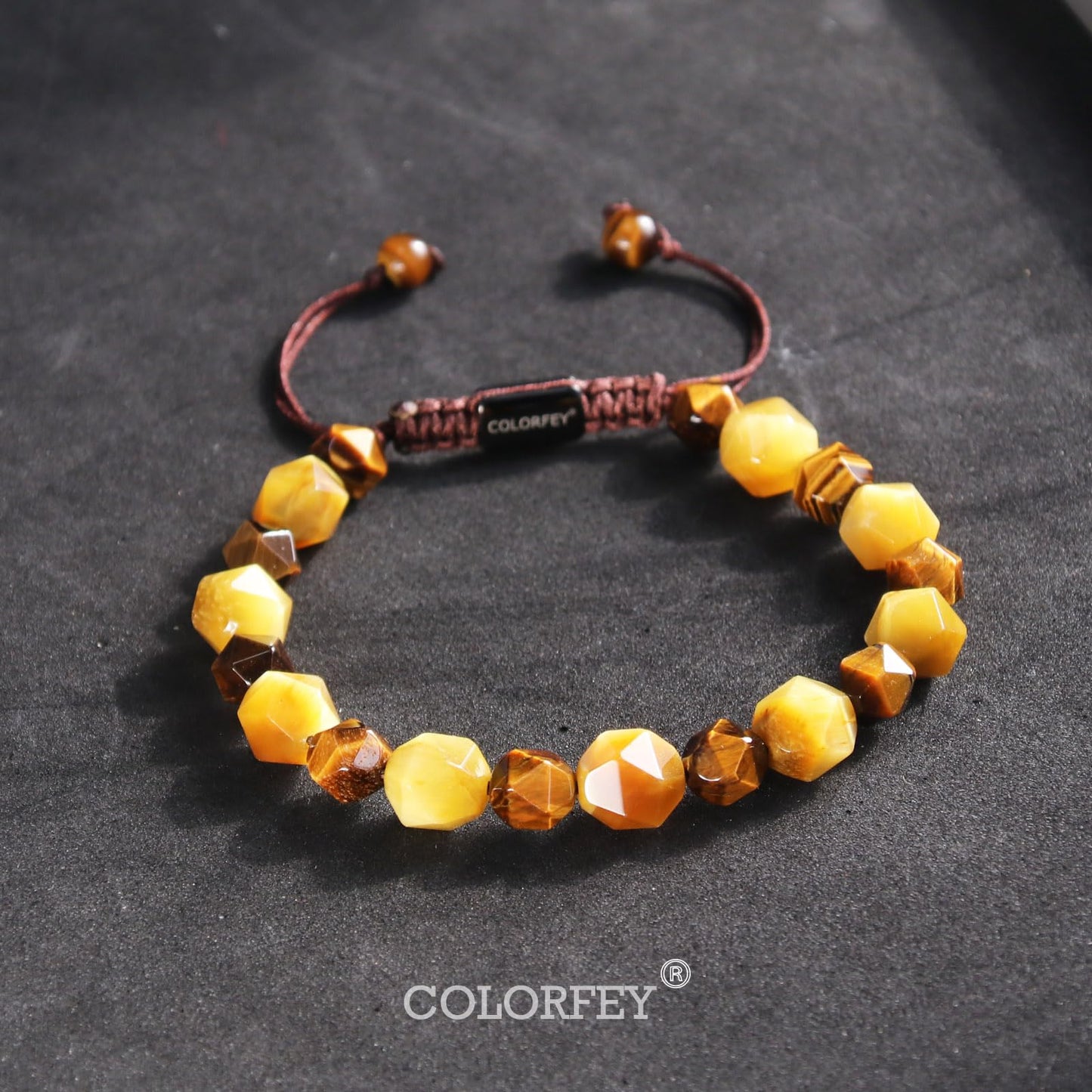 COLORFEY Tiger Eye Crystal Bracelets for Men, Protection Crystals Real Tiger Eye Beads Bracelet Healing Energy Stone Bracelet, Unique Handmade Mens Bracelets Trendy Jewelry for Boosting Courage