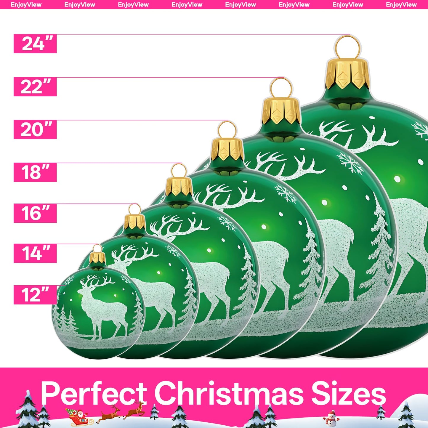 EnjoyView Christmas Ball Yard Sign with Metal Stakes, 14inch Outdoor Holiday Lawn Decorations, Xmas Sign for Porch Garden, Yard, Pathway & Party Decor Weatherproof Coroplast 1Piece