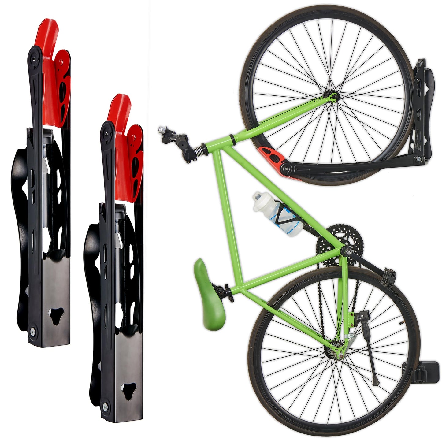 Wallmaster BIKEPAL Swivel Bike Rack, Wall Mounted Vertical Bike Storage Hanger, Space Saving for Home and Garage, 2 Pack