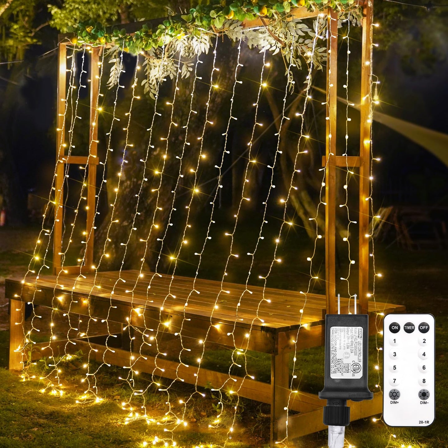 suddus Curtain Lights for Bedroom, 300 Led 9.8x9.8ft Curtain Lights for Backdrop, Curtain String Lights for Christmas, Dorm, Wall, Backdrop, Window, Wedding, Party, Birthday Decor, Warm White