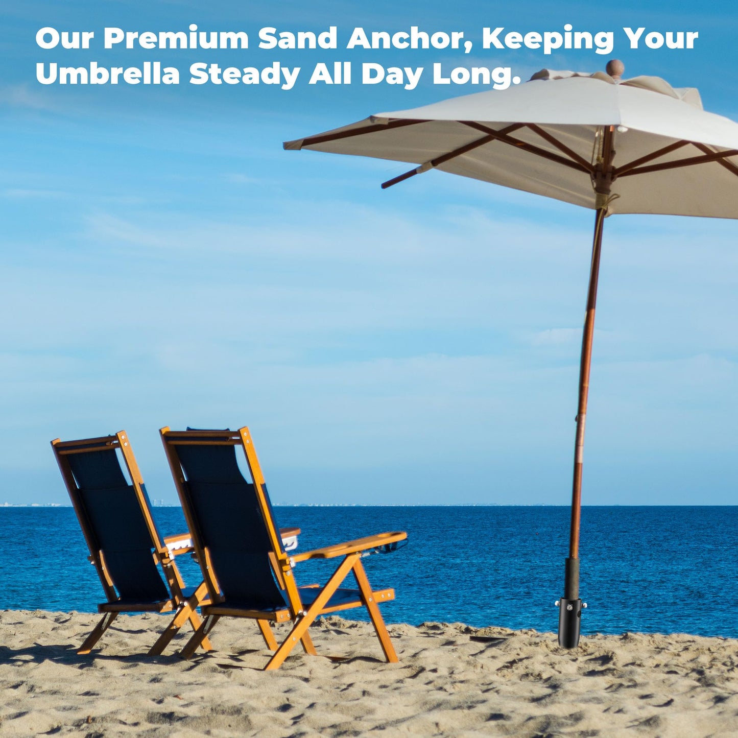 Lcokeiy Beach Umbrella Sand Anchor - Heavy Duty Outdoor Umbrella Holder No Dig Ground Umbrella Base - Sturdy and Reliable 2.3“ Inner Diameter, Black(1 Pack)