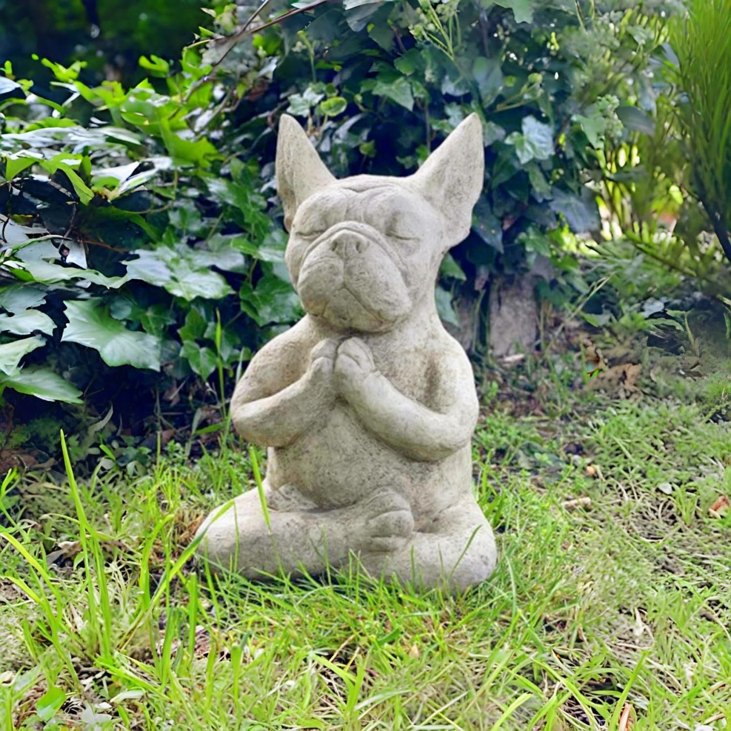 YWHWXB Meditating French Bulldog Figurine, Zen Yoga Dog Buddha Statue, Decorative Collectible for Home Garden Decoration