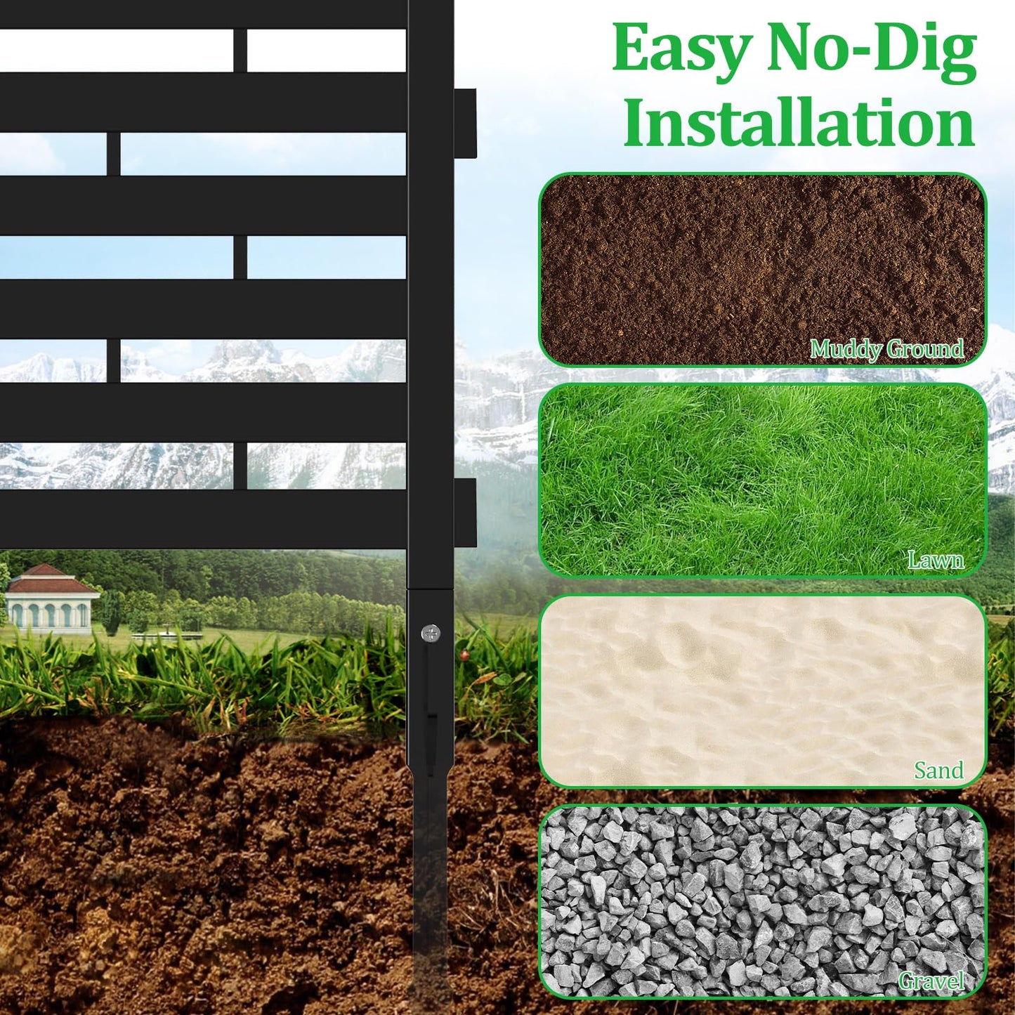 Garden Fence Animal Barrier 12 Pack No Dig Plastic Fence Panels Privacy Fence Screen Air Conditioner Fence Dog Fencing Outdoor for Yard Patio Garden Beds Black
