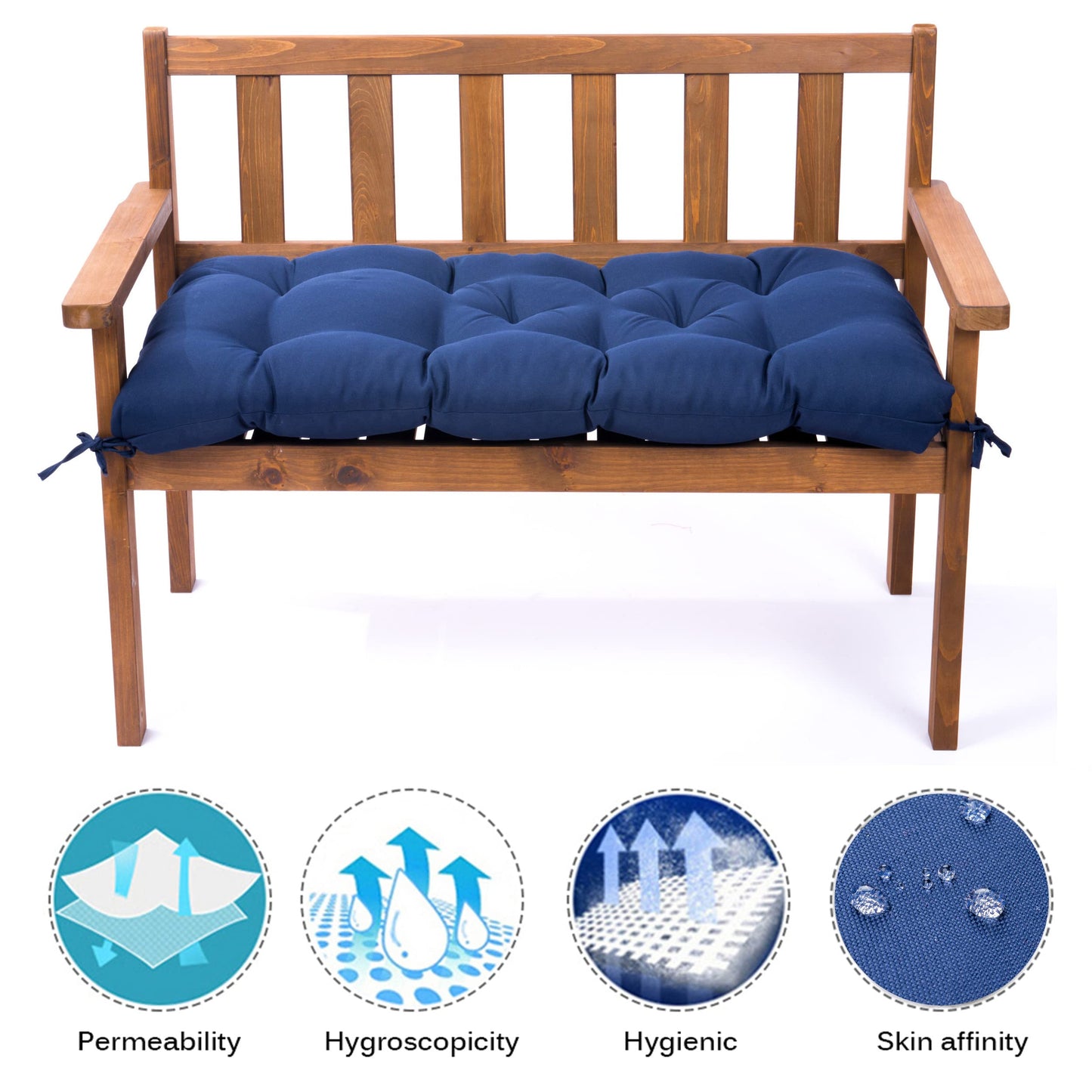 Outdoor Bench Cushion, Waterproof Swing Cushion Bench Seat Cushion, Swing Chair Replacement Seat Pads Cushion Pillow for Lounger Garden Furniture Patio Metal Wooden Bench (Light Grey, 47.24x20in)