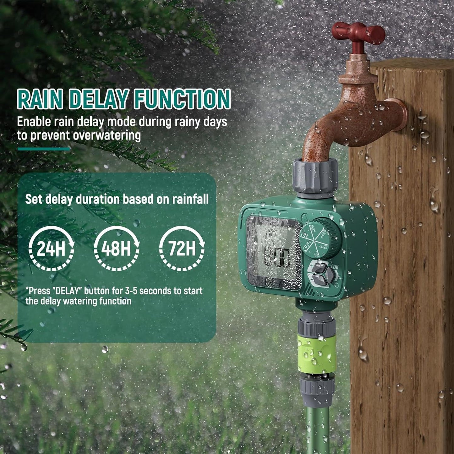 Sprinkler Timer: Programmable Hose Timer with Rain Delay/Manual/Automatic Watering System, Water Timers for Garden Hose, Digital Drip Irrigation for Yard Lawn Outdoor（1 Outlet）